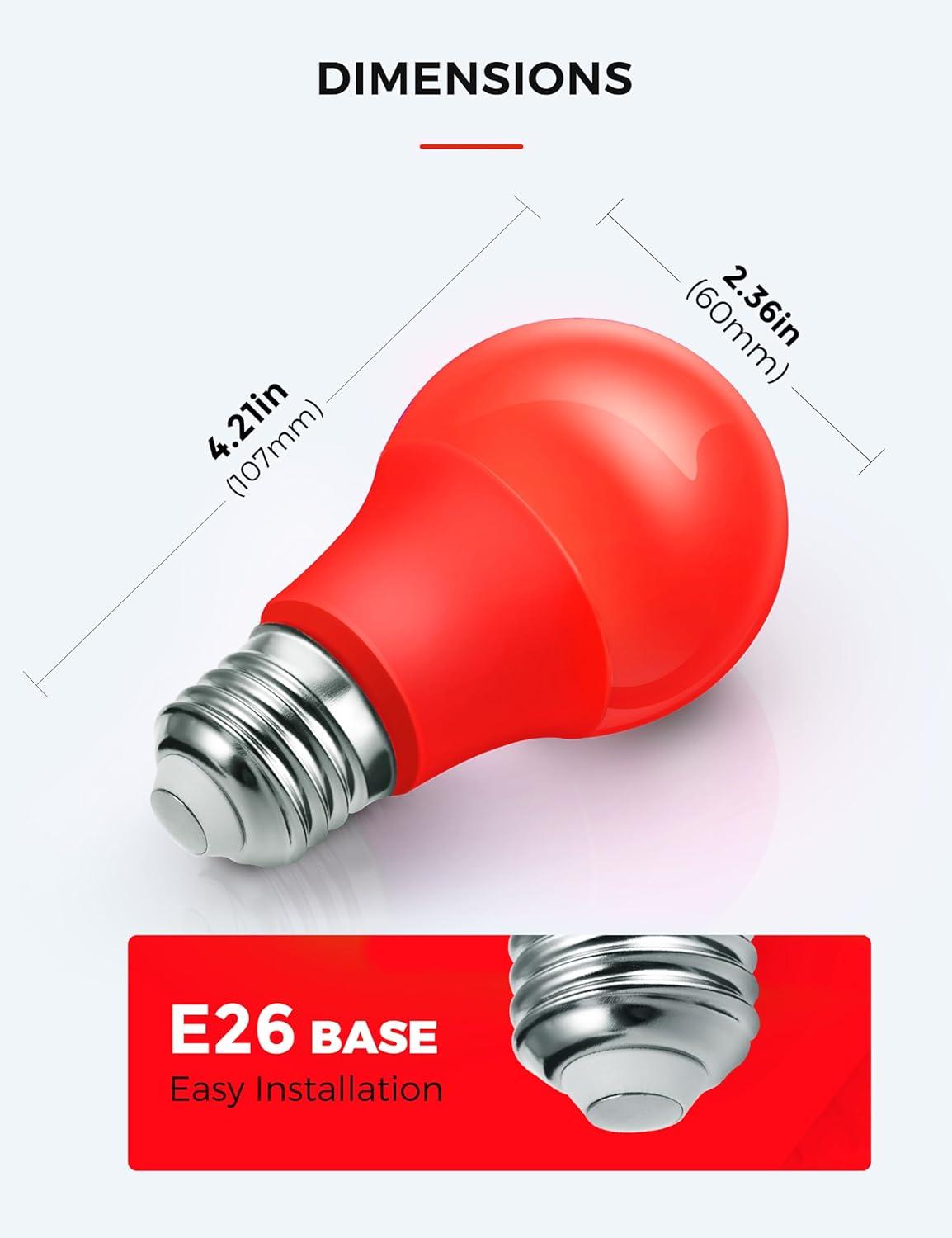 imageL LOHAS LED Light Bulbs Sleep Aid Amber Light Bulb A19 9W60 Watt Equivalent Blue Light Blocking E26 Dimmable Light Bulbs 3 Color Temperature 1800K3000K5000K 2 PackRedgreen