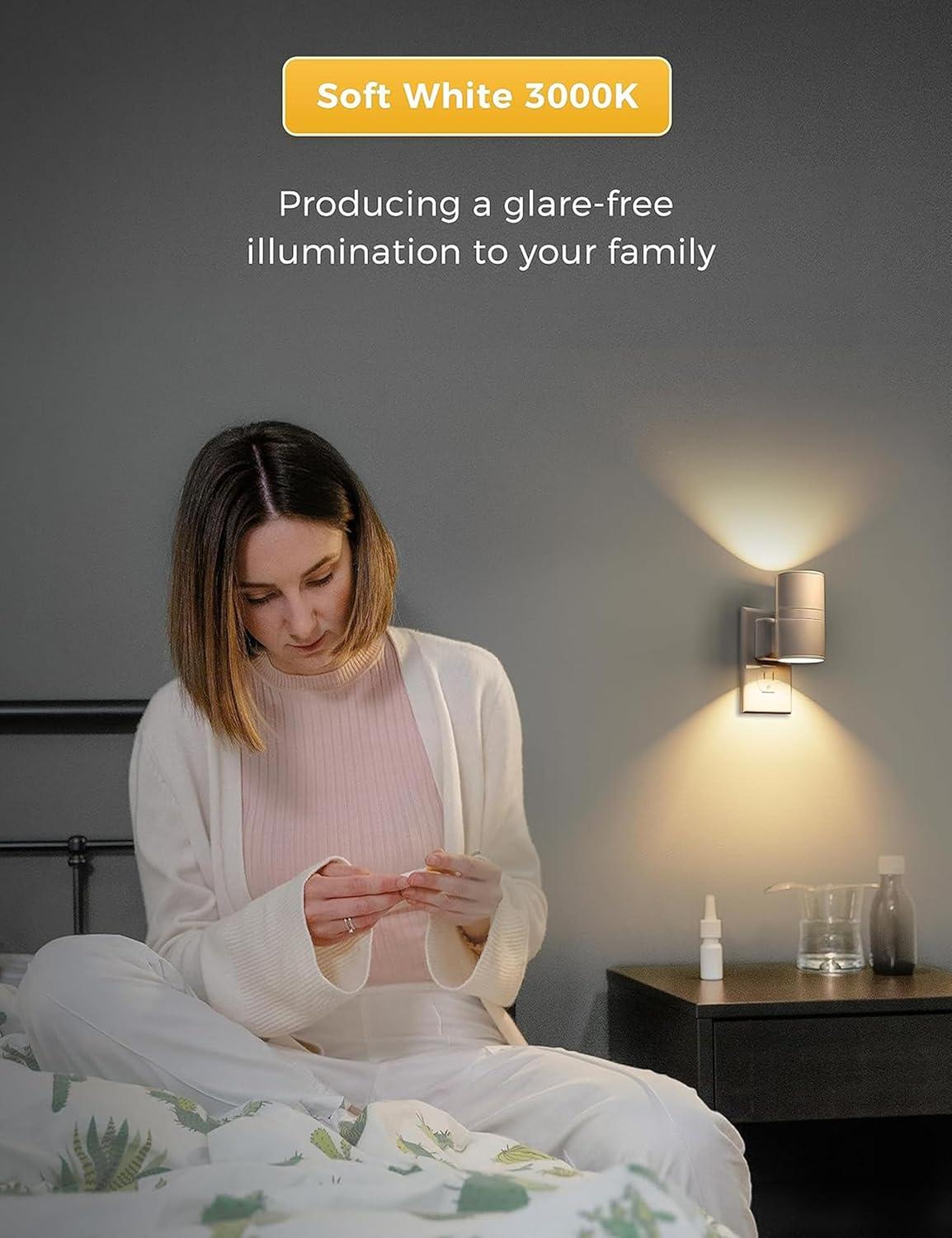 imageL LOHAS LED Night Light with Remote Night Lights Plug into Wall RGB Color Changing Nightlight with Light Sensor Nightlights for Kids Gifts Halloween Christmas Party Hallway Bedroom Kids Room1 PackSoft White