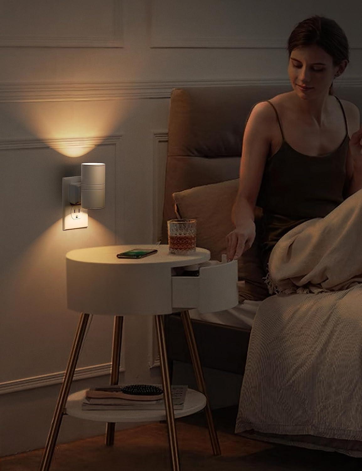 imageL LOHAS LED Night Light with Remote Night Lights Plug into Wall RGB Color Changing Nightlight with Light Sensor Nightlights for Kids Gifts Halloween Christmas Party Hallway Bedroom Kids Room1 PackSoft White