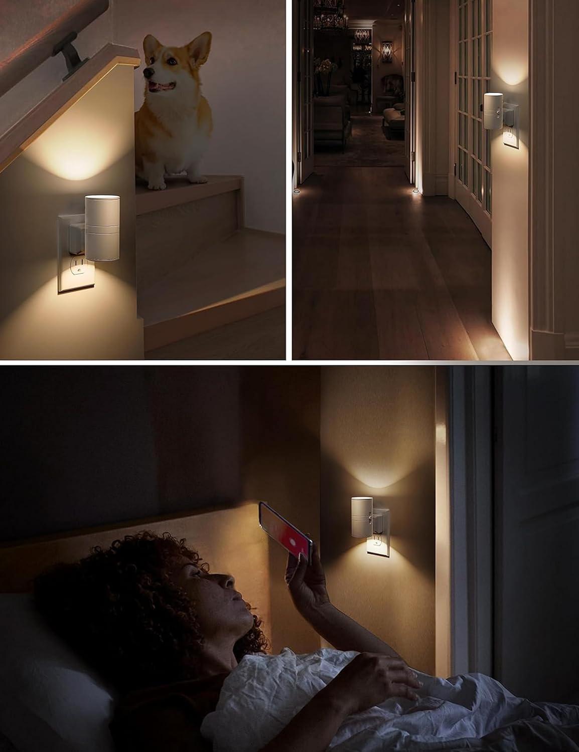 imageL LOHAS LED Night Light with Remote Night Lights Plug into Wall RGB Color Changing Nightlight with Light Sensor Nightlights for Kids Gifts Halloween Christmas Party Hallway Bedroom Kids Room1 PackSoft White