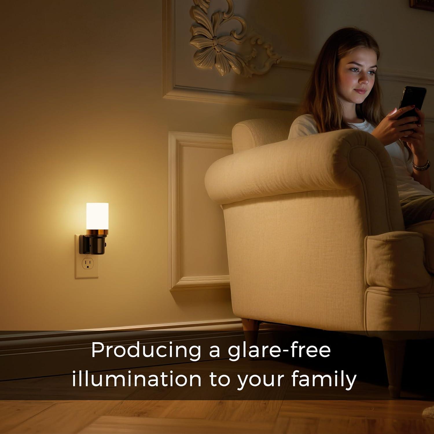 imageL LOHAS LED Night Lights Plug into Wall Dimmable Night Light with Auto OnOff Sensor 3000K Warm White 0100LM Adjustable Brightness Ideal for Bathroom Night Light 2 PackLongMultiColor