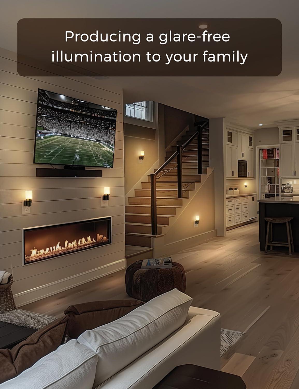 imageL LOHAS LED Night Lights Plug into Wall Dimmable Night Light with Auto OnOff Sensor 3000K Warm White 0100LM Adjustable Brightness Ideal for Bathroom Night Light 2 PackLong3000K