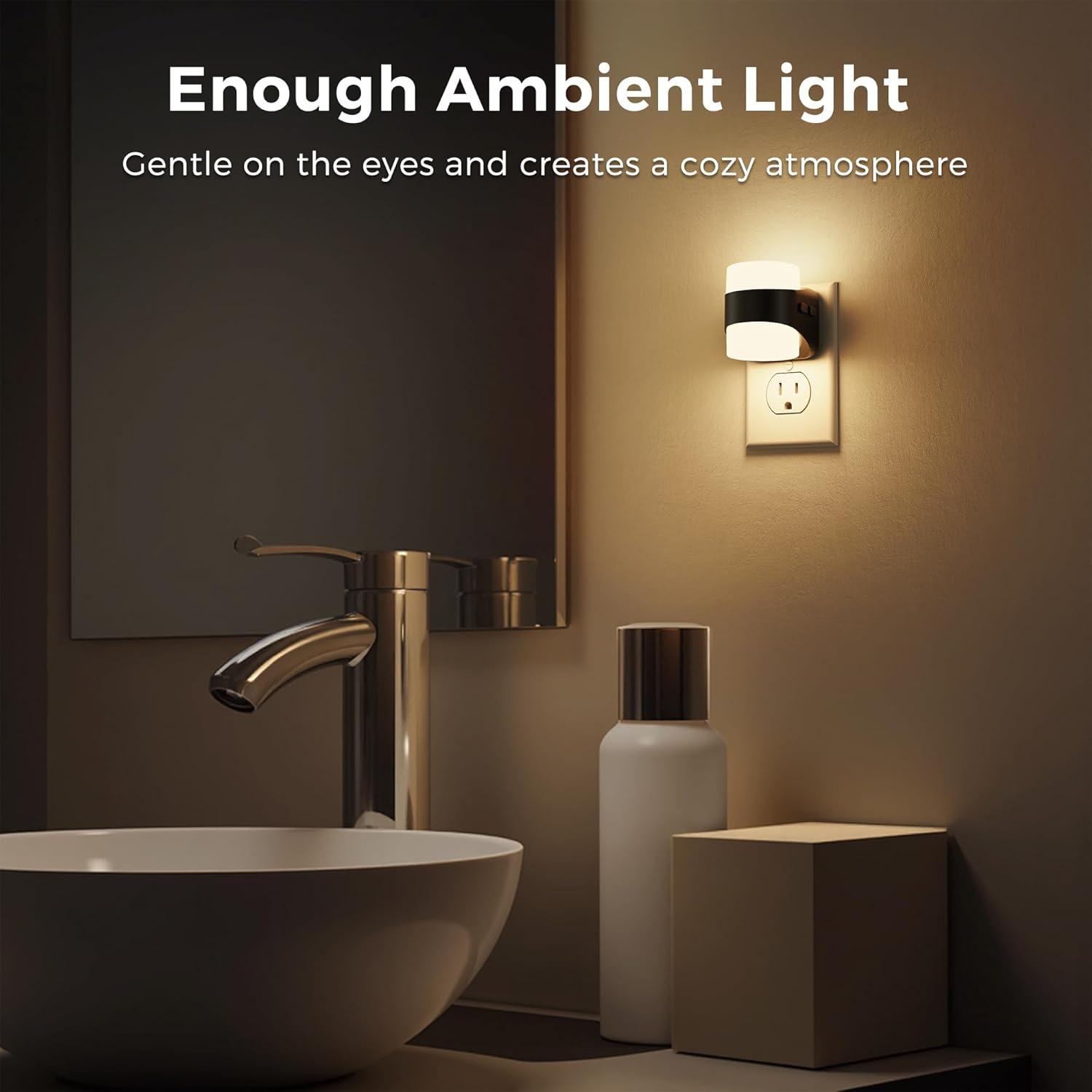 imageL LOHAS LED Night Lights Plug into Wall Dimmable Night Light with Auto OnOff Sensor 3000K Warm White 0100LM Adjustable Brightness Ideal for Bathroom Night Light 2 PackShortMultiColor