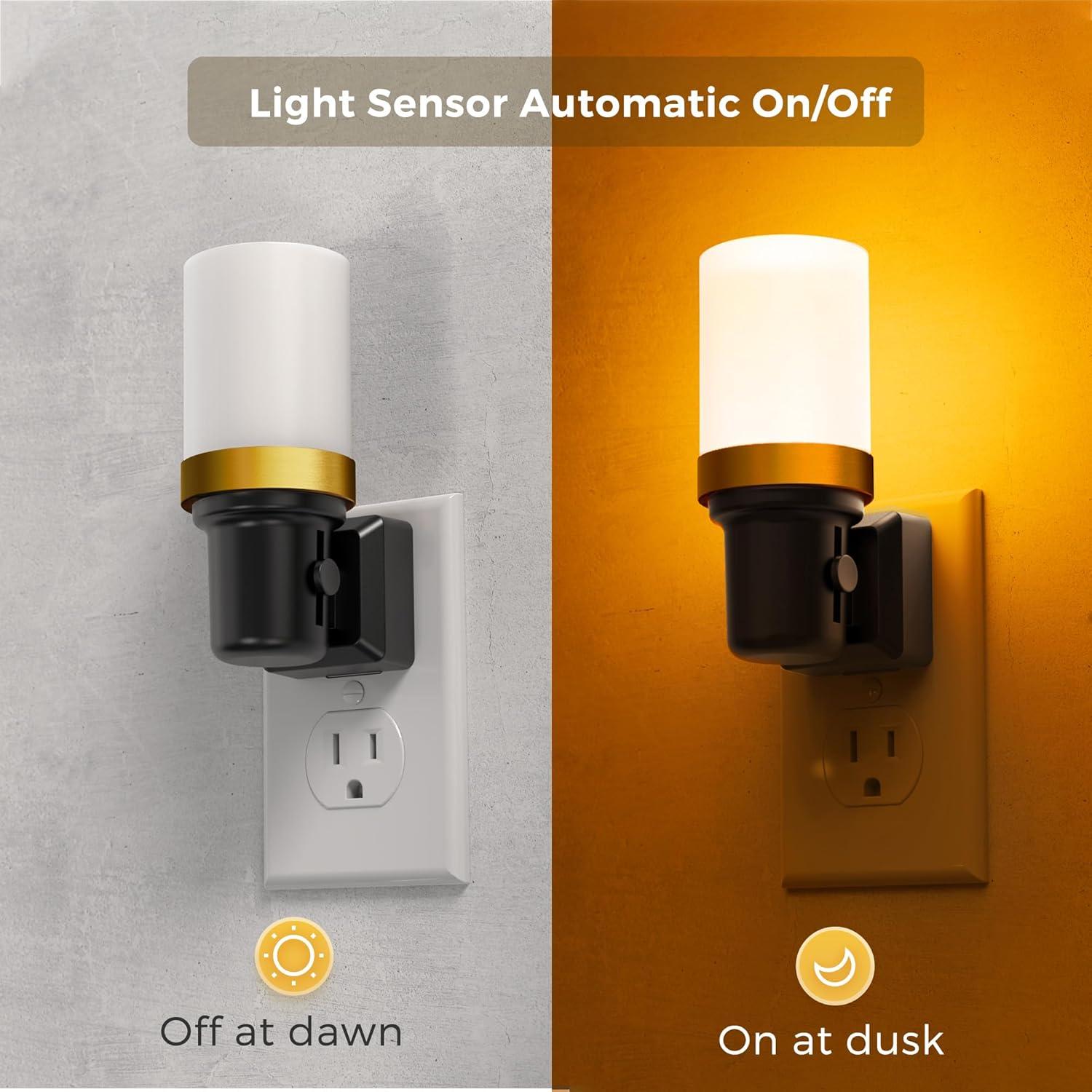 imageL LOHAS LED Night Lights Plug into Wall Dimmable Night Light with Auto OnOff Sensor 3000K Warm White 0100LM Adjustable Brightness Ideal for Bathroom Night Light 2 PackLongMultiColor