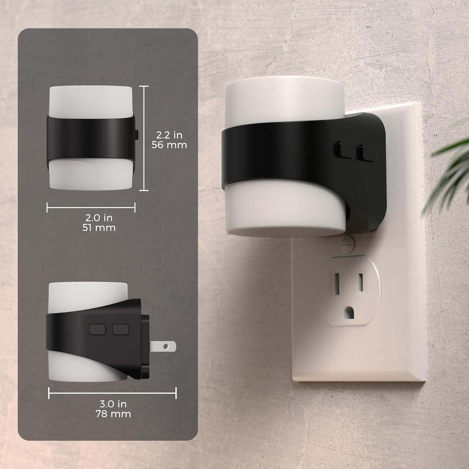 imageL LOHAS LED Night Lights Plug into Wall Dimmable Night Light with Auto OnOff Sensor 3000K Warm White 0100LM Adjustable Brightness Ideal for Bathroom Night Light 2 PackShort3CTT