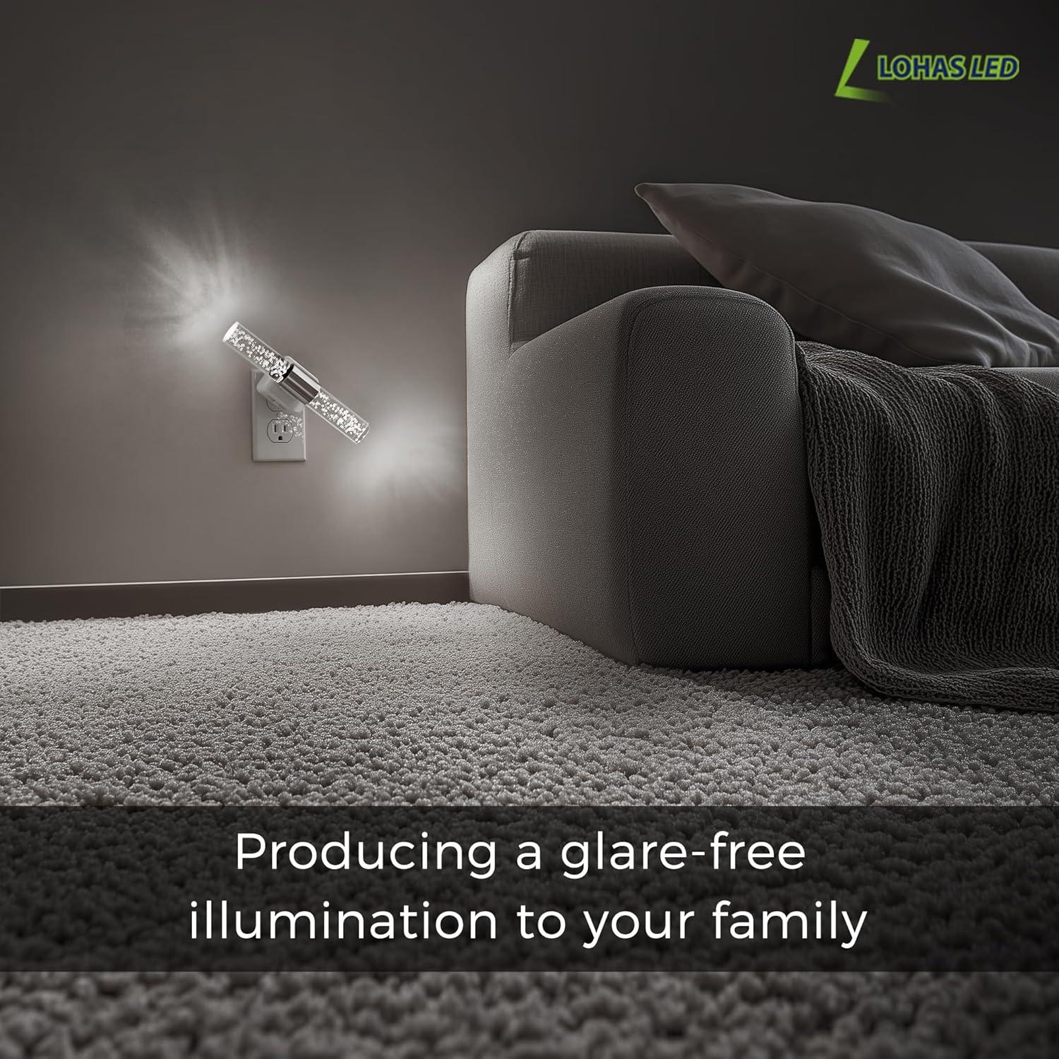 imageL LOHAS LED Night Lights Plug into Wall RGB Color Changing Night Light for kids Acrylic Rotating Nightlight Dimmable with Light Sensor for Bedroom Bathroom Hallway Children Christmas Party 2 PackWhite Base5000K