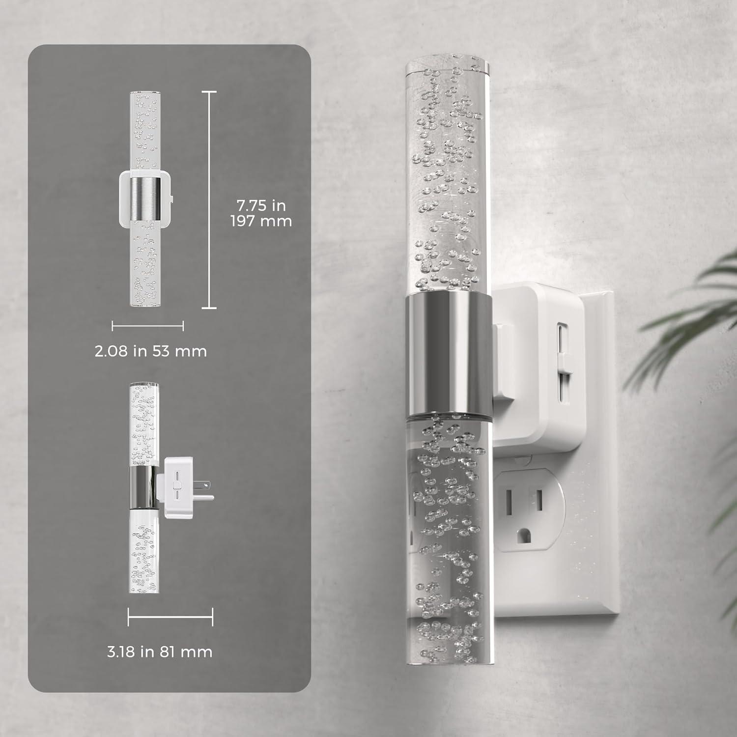 imageL LOHAS LED Night Lights Plug into Wall RGB Color Changing Night Light for kids Acrylic Rotating Nightlight Dimmable with Light Sensor for Bedroom Bathroom Hallway Children Christmas Party 2 PackWhite Base