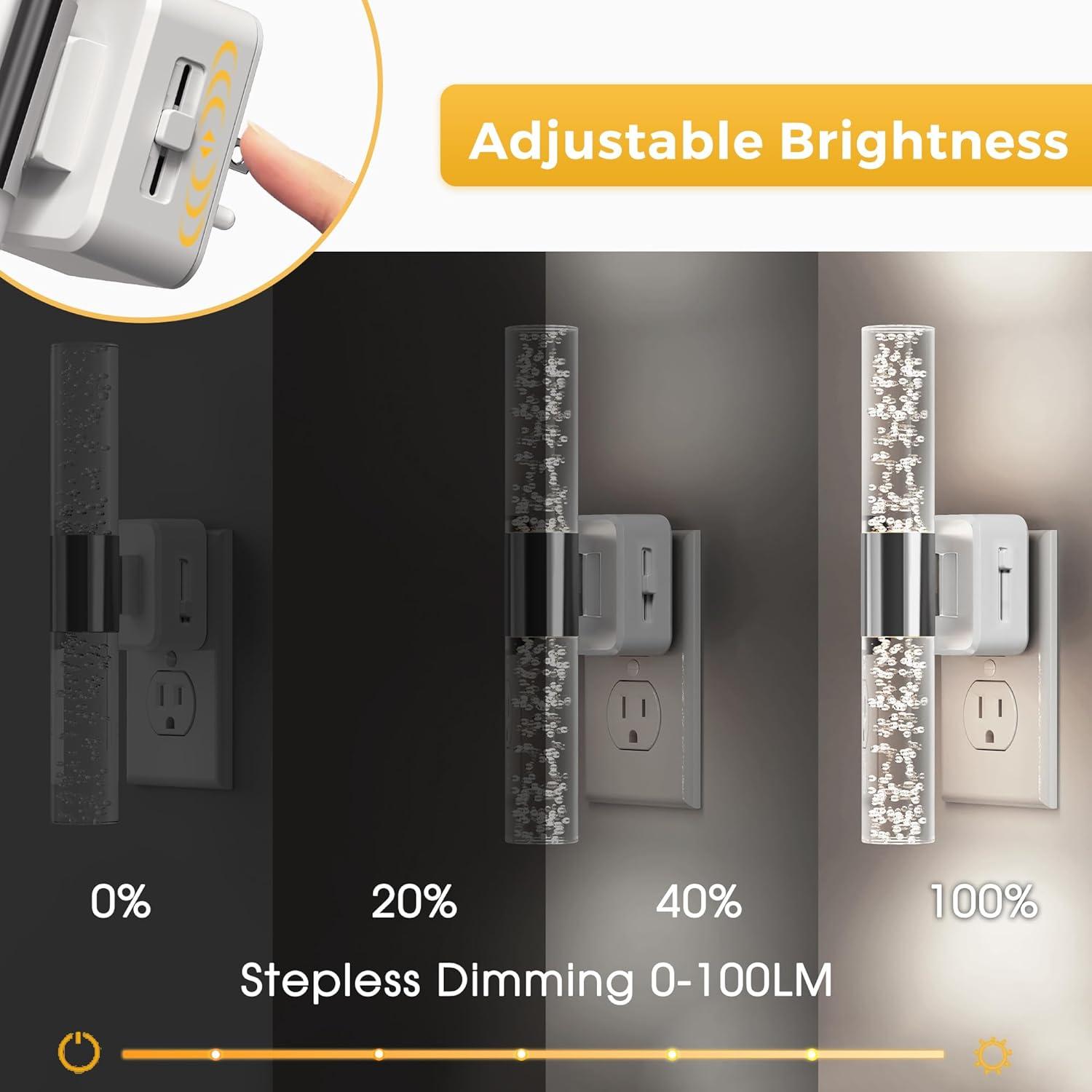 imageL LOHAS LED Night Lights Plug into Wall RGB Color Changing Night Light for kids Acrylic Rotating Nightlight Dimmable with Light Sensor for Bedroom Bathroom Hallway Children Christmas Party 2 PackWhite Base5000K