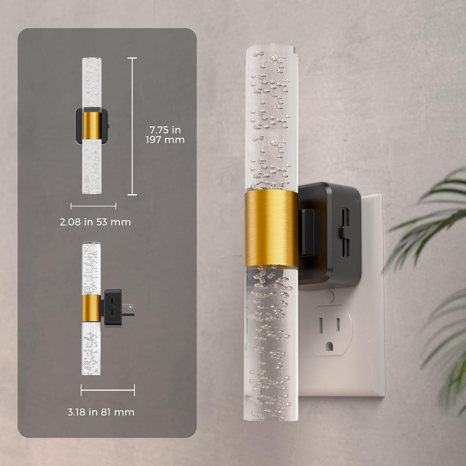 imageL LOHAS LED Night Lights Plug into Wall RGB Color Changing Night Light for kids Acrylic Rotating Nightlight Dimmable with Light Sensor for Bedroom Bathroom Hallway Children Christmas Party 2 PackBlack BaseAmber