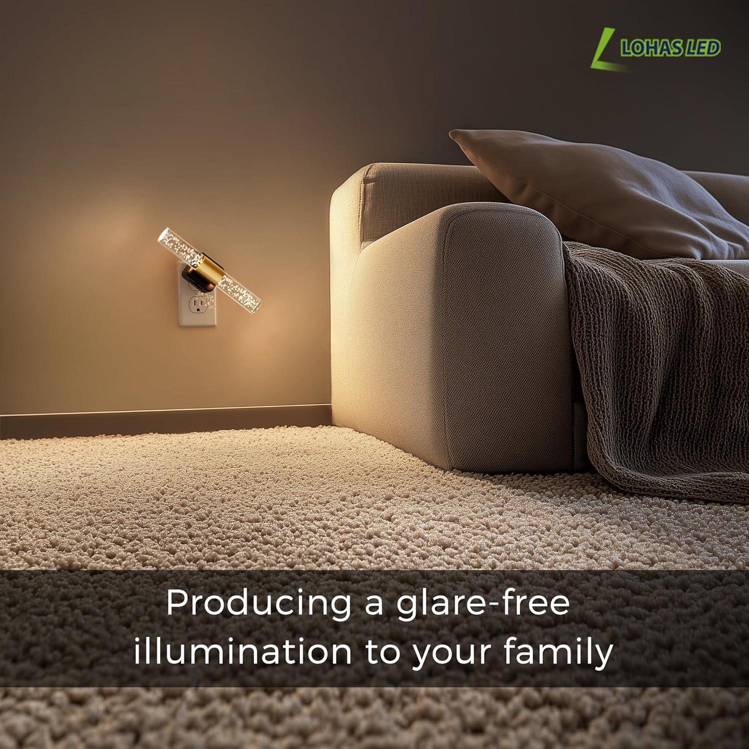 imageL LOHAS LED Night Lights Plug into Wall RGB Color Changing Night Light for kids Acrylic Rotating Nightlight Dimmable with Light Sensor for Bedroom Bathroom Hallway Children Christmas Party 2 PackBlack Base