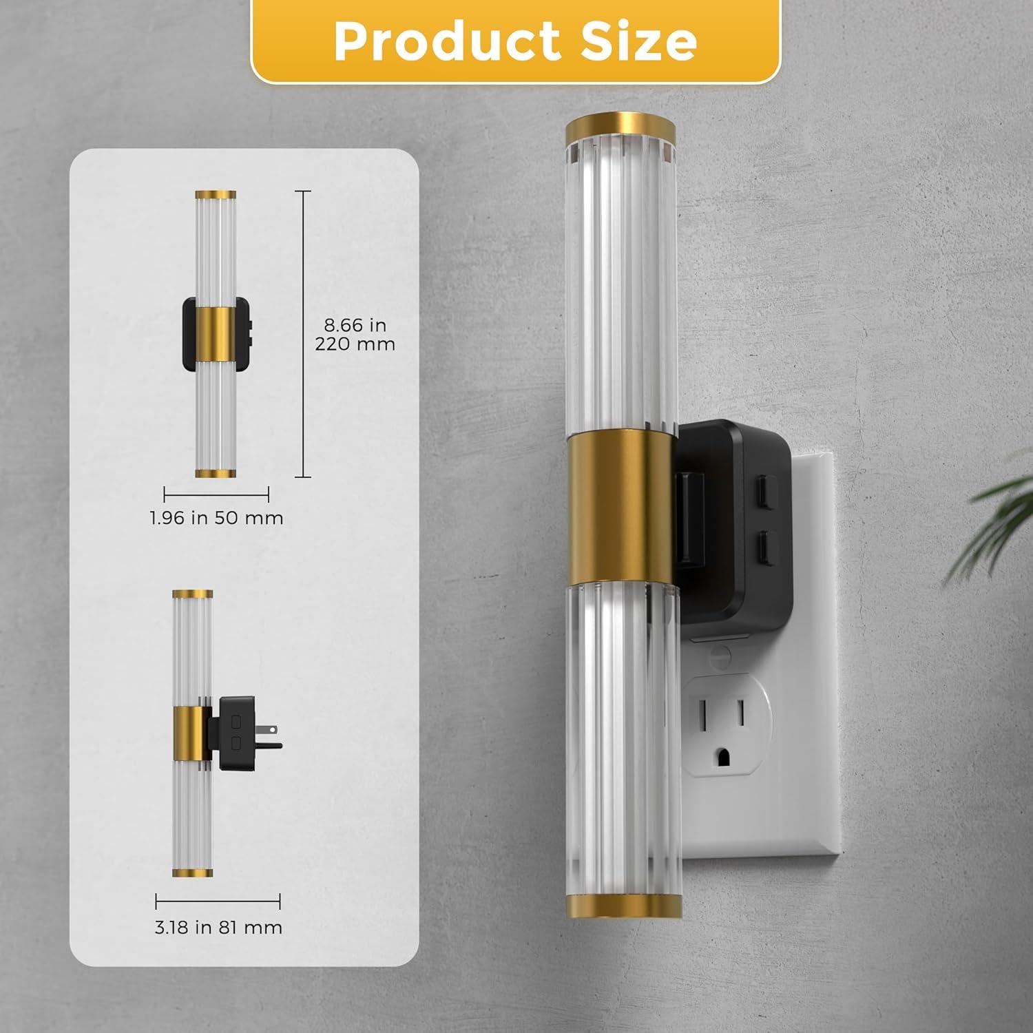 imageL LOHAS LED Night Lights Plug into Wall RGB Color Changing Night Light for kids Acrylic Rotating Nightlight Dimmable with Light Sensor for Bedroom Bathroom Hallway Children Christmas Party 2 PackBlack Basestripedrgbw