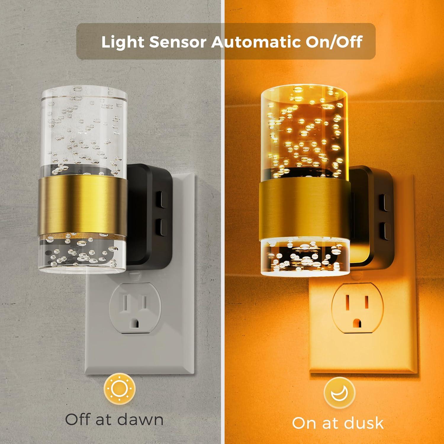 imageL LOHAS LED Night Lights Plug into Wall Remote Control Dimmable Night Light with Dusk to Dawn Sensor Color Changing Night Lights 2 PackBubble MultiColor