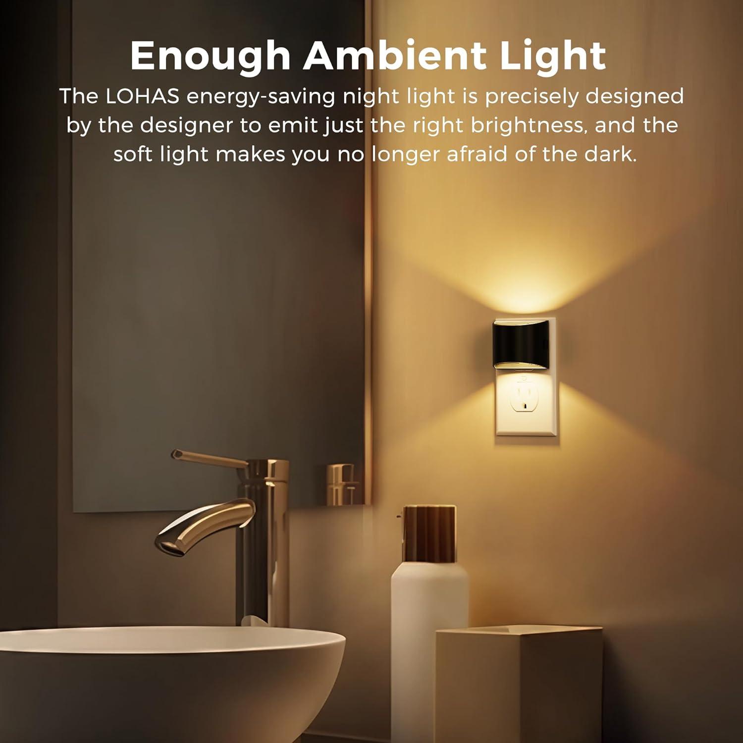 imageL LOHAS LED Night Lights Plug into Wall with 3CCT Adjustable 1600K3000K5000K 1W Nightlight Plug in Wall Built in Dusk to Dawn Sensor 2 PackBlack3CCT