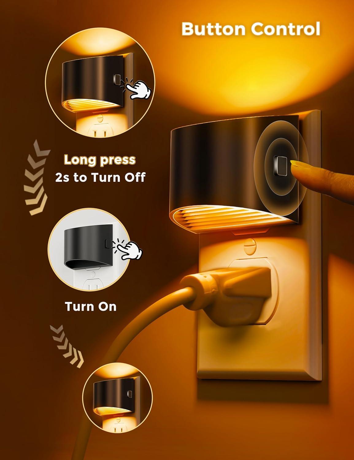 imageL LOHAS LED Night Lights Plug into Wall with 3CCT Adjustable 1600K3000K5000K 1W Nightlight Plug in Wall Built in Dusk to Dawn Sensor 2 PackBlackAmber