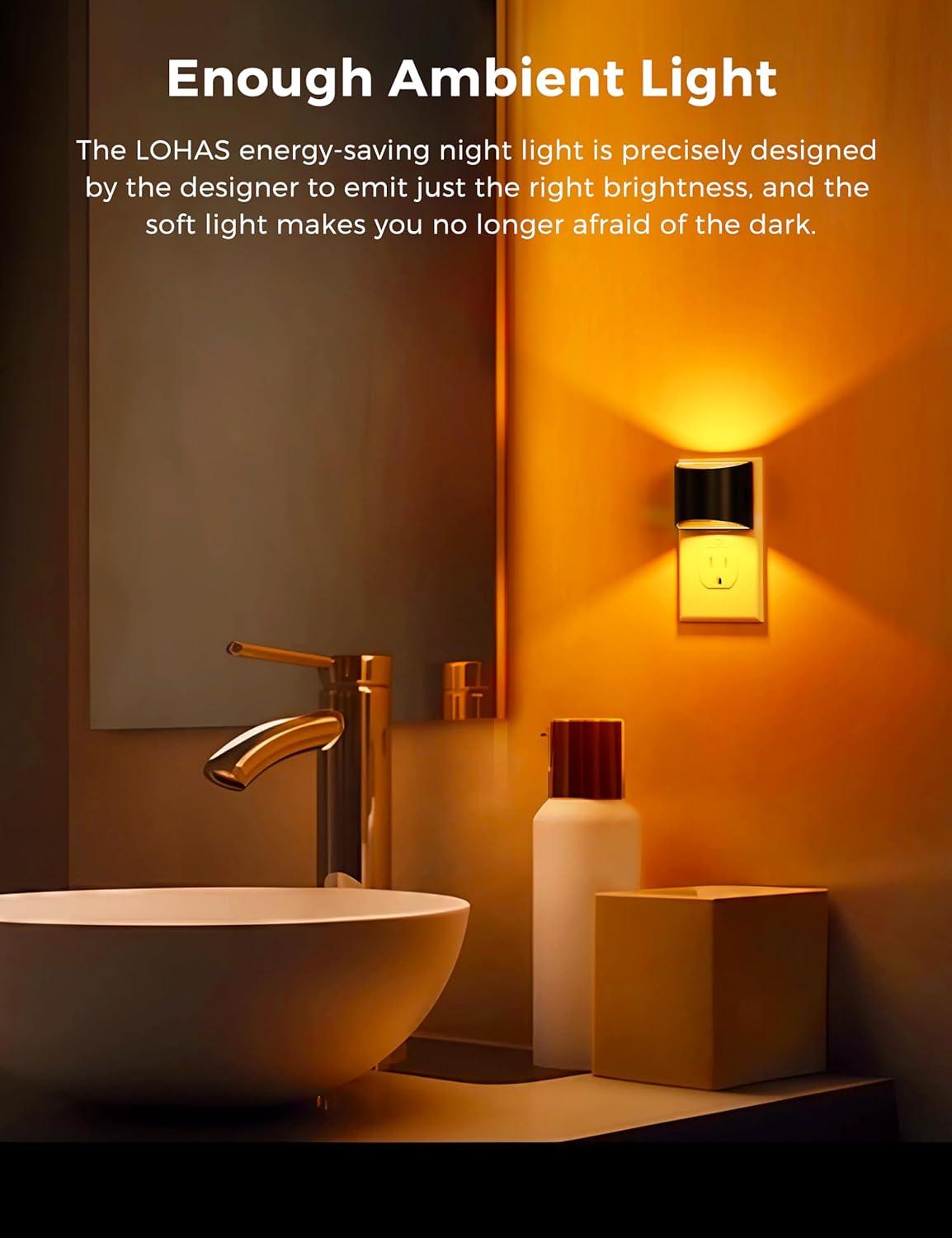 imageL LOHAS LED Night Lights Plug into Wall with 3CCT Adjustable 1600K3000K5000K 1W Nightlight Plug in Wall Built in Dusk to Dawn Sensor 2 PackBlackAmber