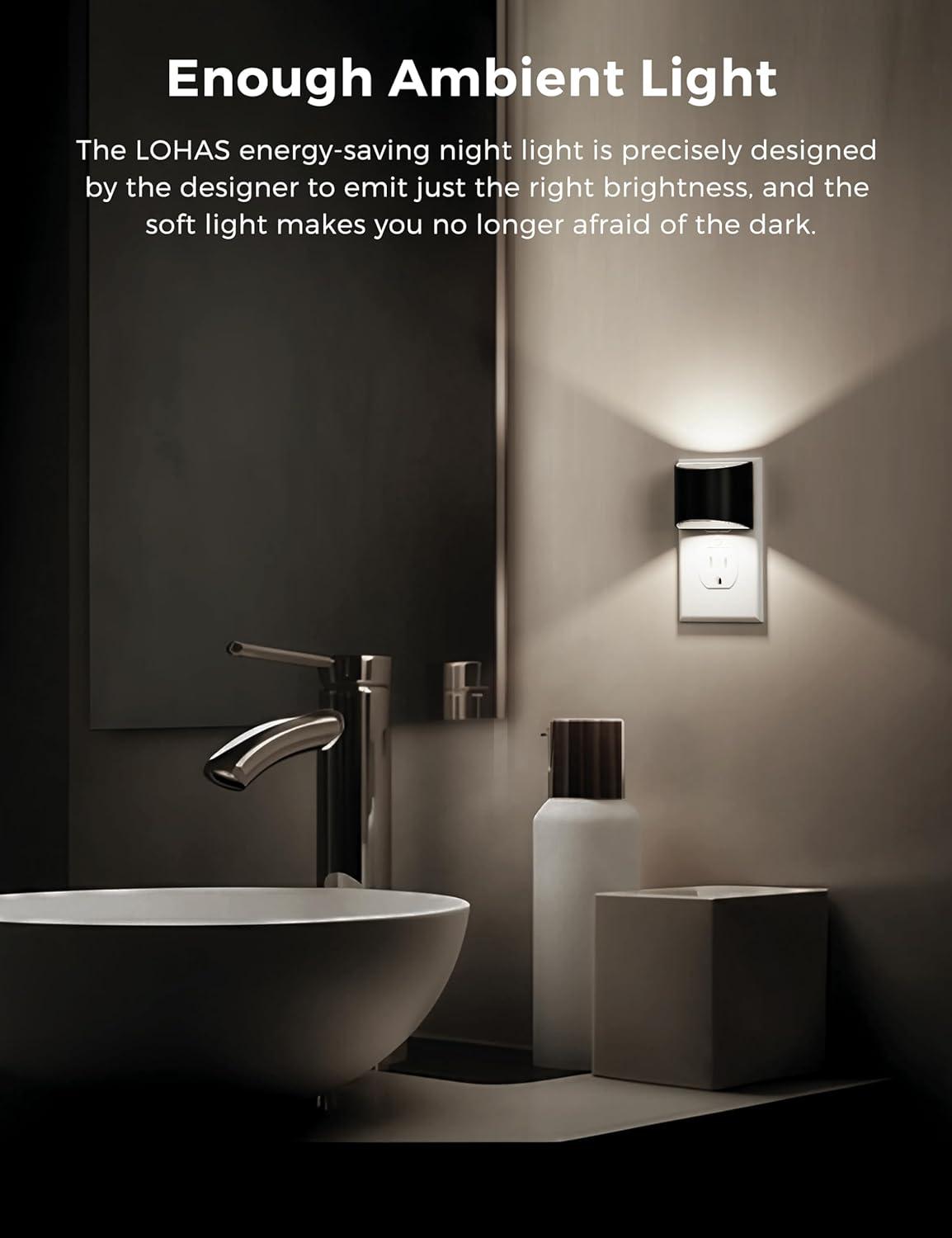 imageL LOHAS LED Night Lights Plug into Wall with 3CCT Adjustable 1600K3000K5000K 1W Nightlight Plug in Wall Built in Dusk to Dawn Sensor 2 PackBlackDaylight White