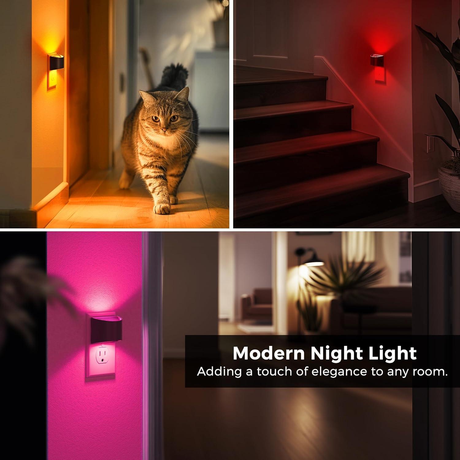 imageL LOHAS LED Night Lights Plug into Wall with 3CCT Adjustable 1600K3000K5000K 1W Nightlight Plug in Wall Built in Dusk to Dawn Sensor 2 PackBlackMulti Colors