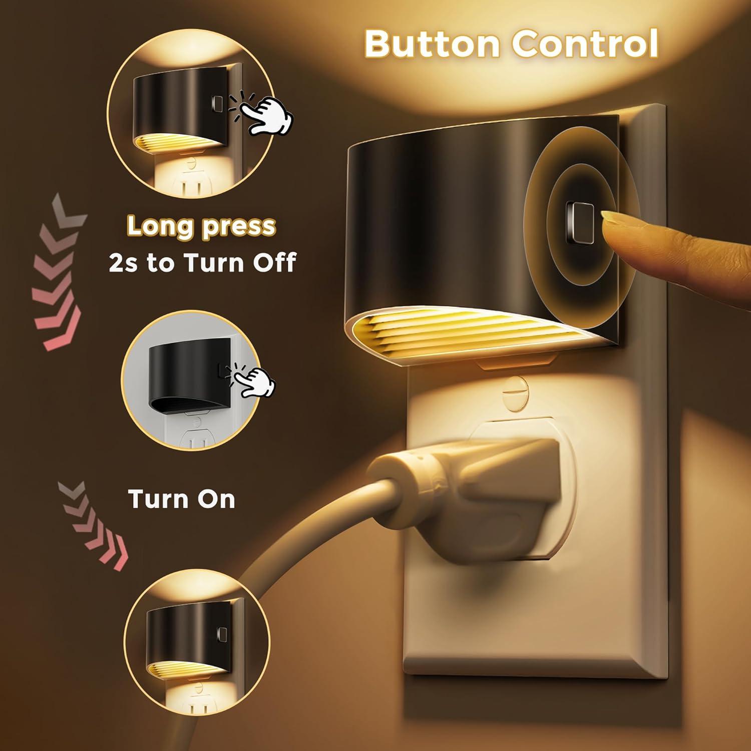 imageL LOHAS LED Night Lights Plug into Wall with 3CCT Adjustable 1600K3000K5000K 1W Nightlight Plug in Wall Built in Dusk to Dawn Sensor 2 PackBlackMulti Colors