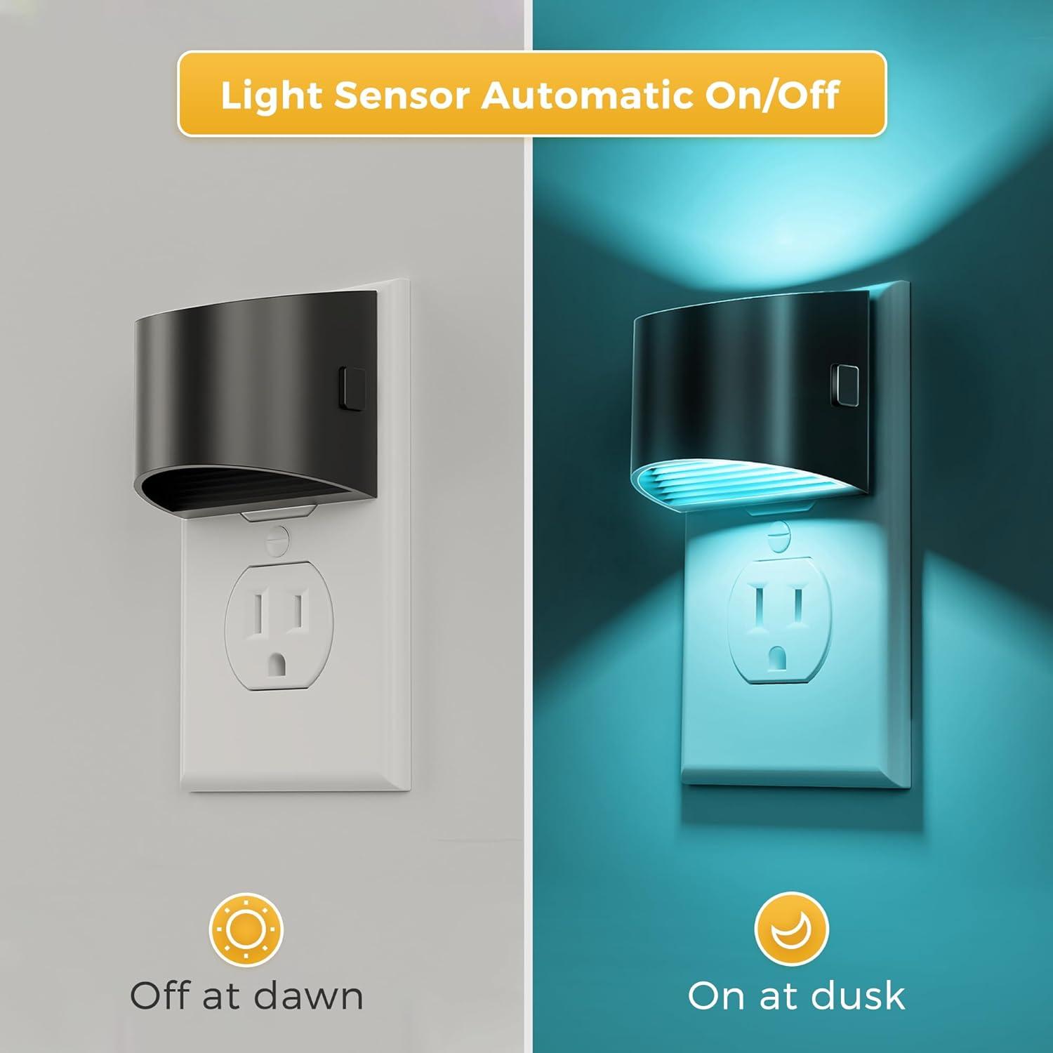 imageL LOHAS LED Night Lights Plug into Wall with 3CCT Adjustable 1600K3000K5000K 1W Nightlight Plug in Wall Built in Dusk to Dawn Sensor 2 PackBlackMulti Colors