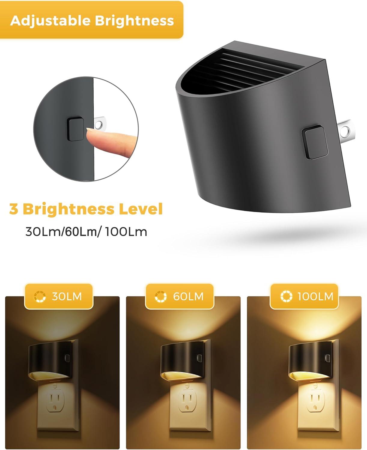 imageL LOHAS LED Night Lights Plug into Wall with 3CCT Adjustable 1600K3000K5000K 1W Nightlight Plug in Wall Built in Dusk to Dawn Sensor 2 PackBlackSoft White