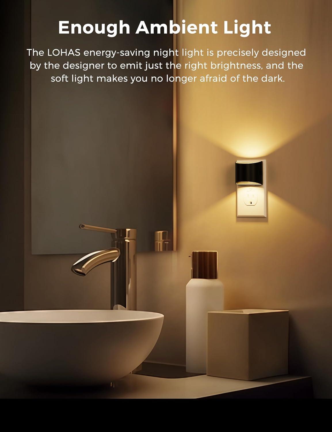 imageL LOHAS LED Night Lights Plug into Wall with 3CCT Adjustable 1600K3000K5000K 1W Nightlight Plug in Wall Built in Dusk to Dawn Sensor 2 PackBlackSoft White