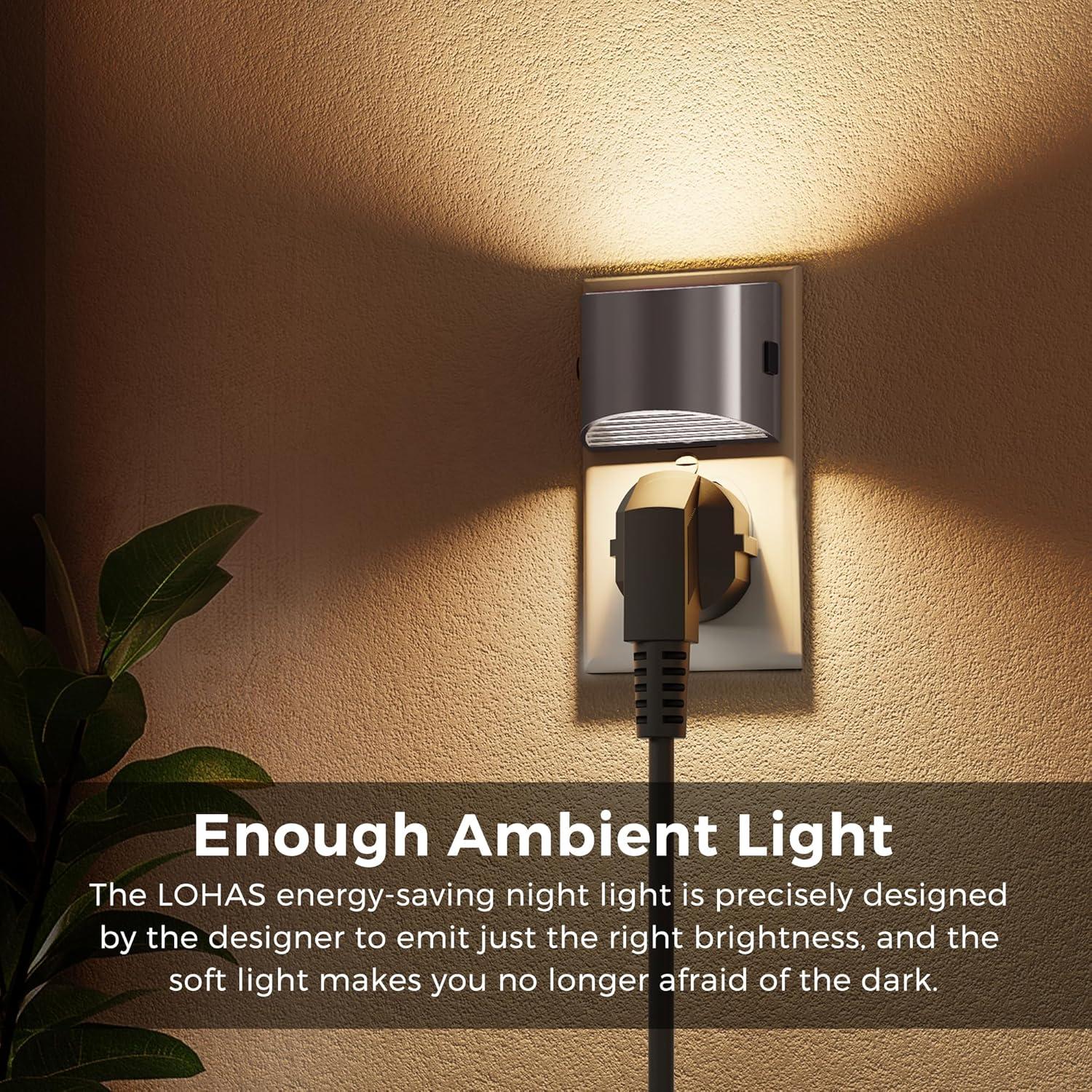 imageL LOHAS LED Night Lights Plug into Wall with 3CCT Adjustable 1600K3000K5000K 1W Nightlight Plug in Wall Built in Dusk to Dawn Sensor 2 PackGreySoft White