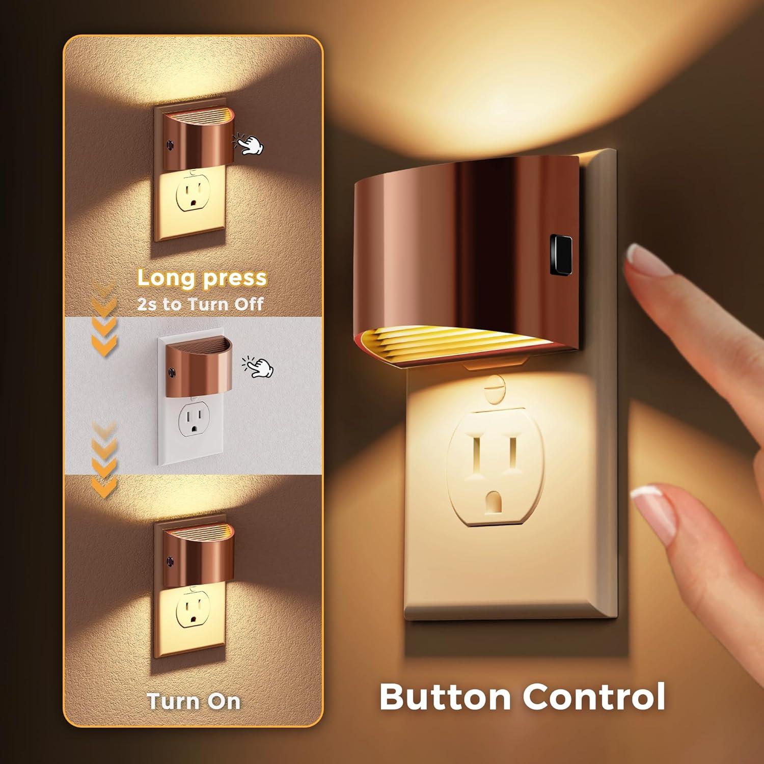 imageL LOHAS LED Night Lights Plug into Wall with 3CCT Adjustable 1600K3000K5000K 1W Nightlight Plug in Wall Built in Dusk to Dawn Sensor 2 PackRose GoldSoft White