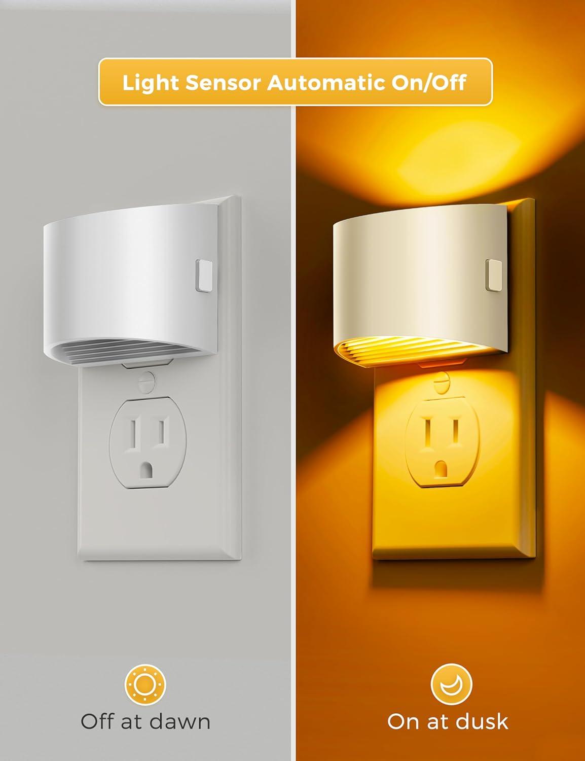 imageL LOHAS LED Night Lights Plug into Wall with 3CCT Adjustable 1600K3000K5000K 1W Nightlight Plug in Wall Built in Dusk to Dawn Sensor 2 PackWhiteAmber