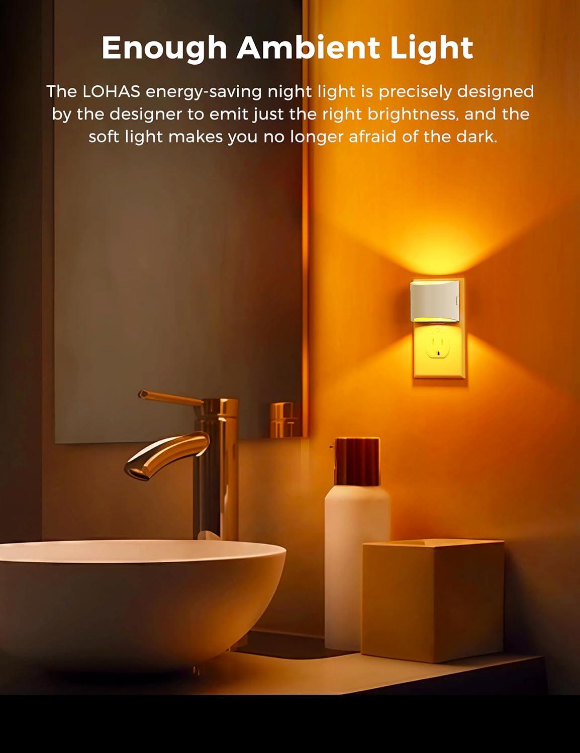 imageL LOHAS LED Night Lights Plug into Wall with 3CCT Adjustable 1600K3000K5000K 1W Nightlight Plug in Wall Built in Dusk to Dawn Sensor 2 PackWhiteAmber