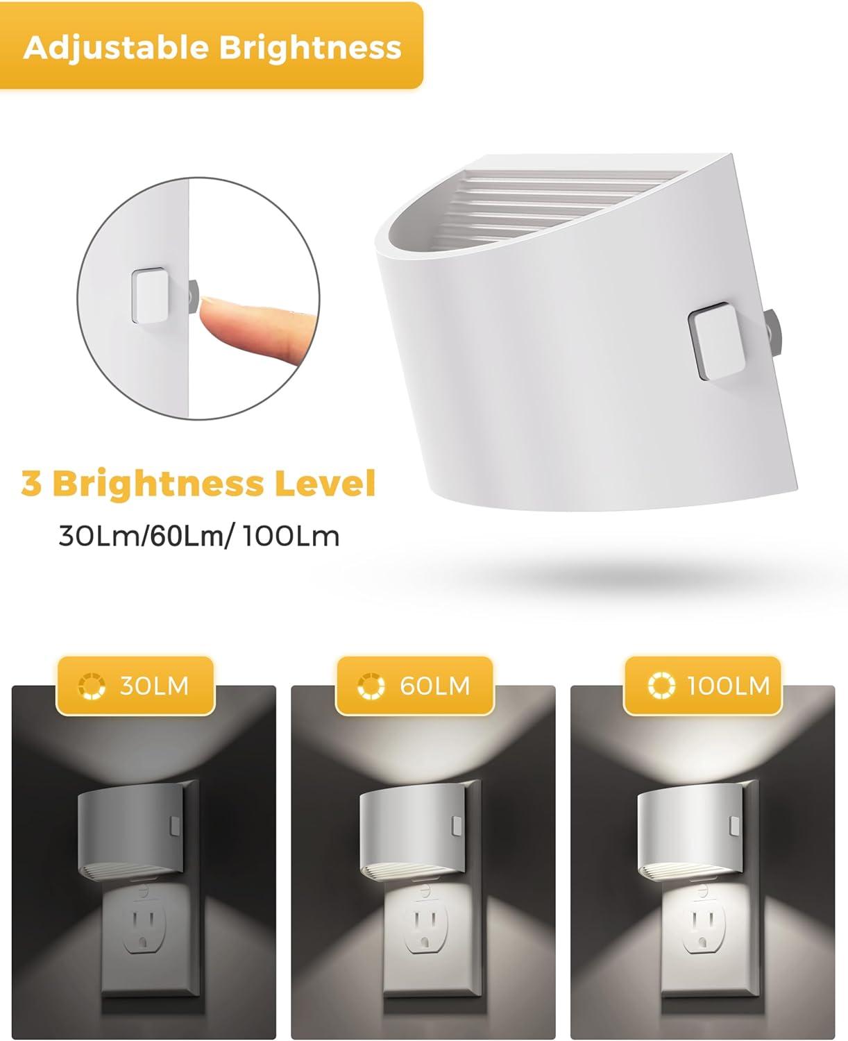 imageL LOHAS LED Night Lights Plug into Wall with 3CCT Adjustable 1600K3000K5000K 1W Nightlight Plug in Wall Built in Dusk to Dawn Sensor 2 PackWhiteDaylight White