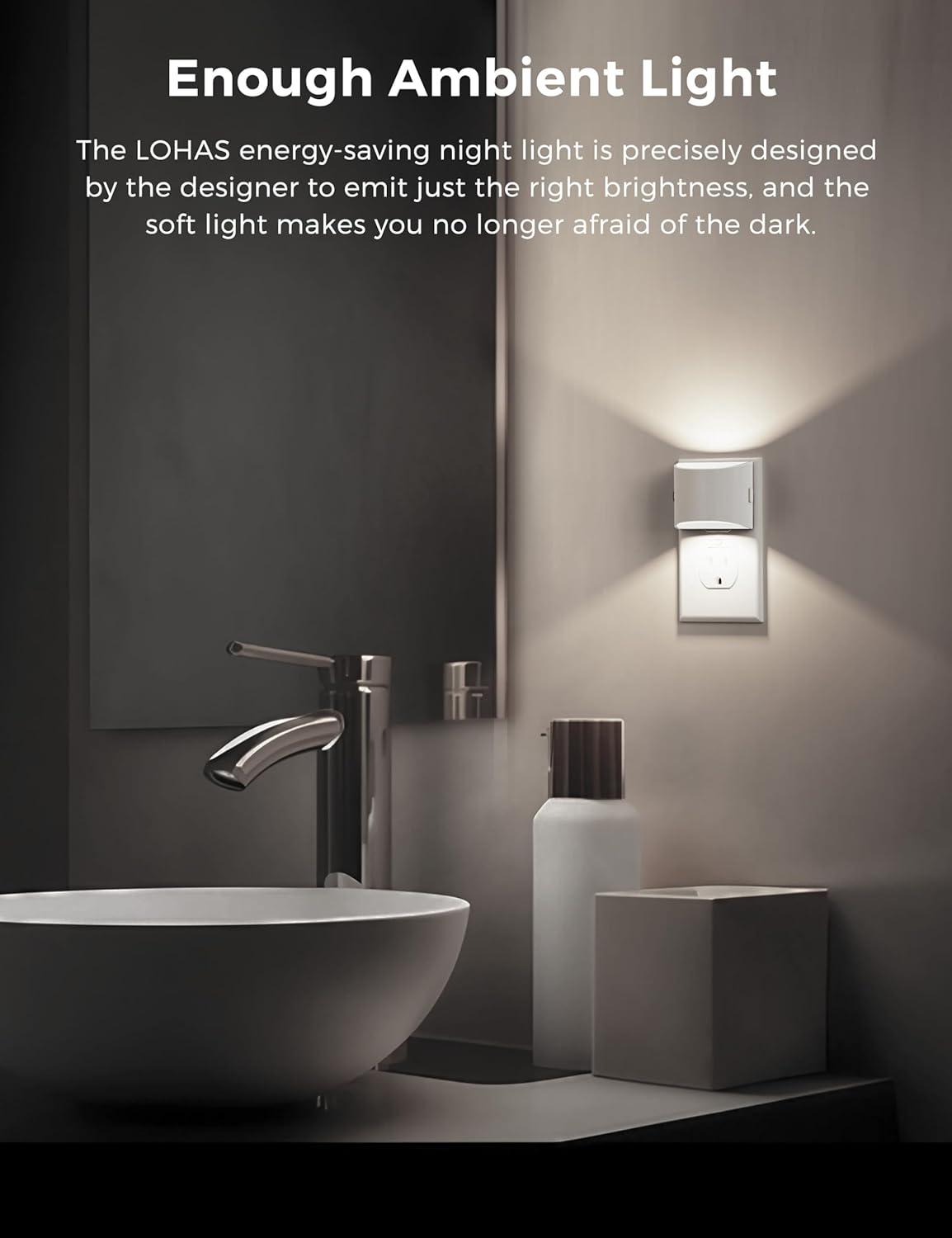 imageL LOHAS LED Night Lights Plug into Wall with 3CCT Adjustable 1600K3000K5000K 1W Nightlight Plug in Wall Built in Dusk to Dawn Sensor 2 PackWhiteDaylight White