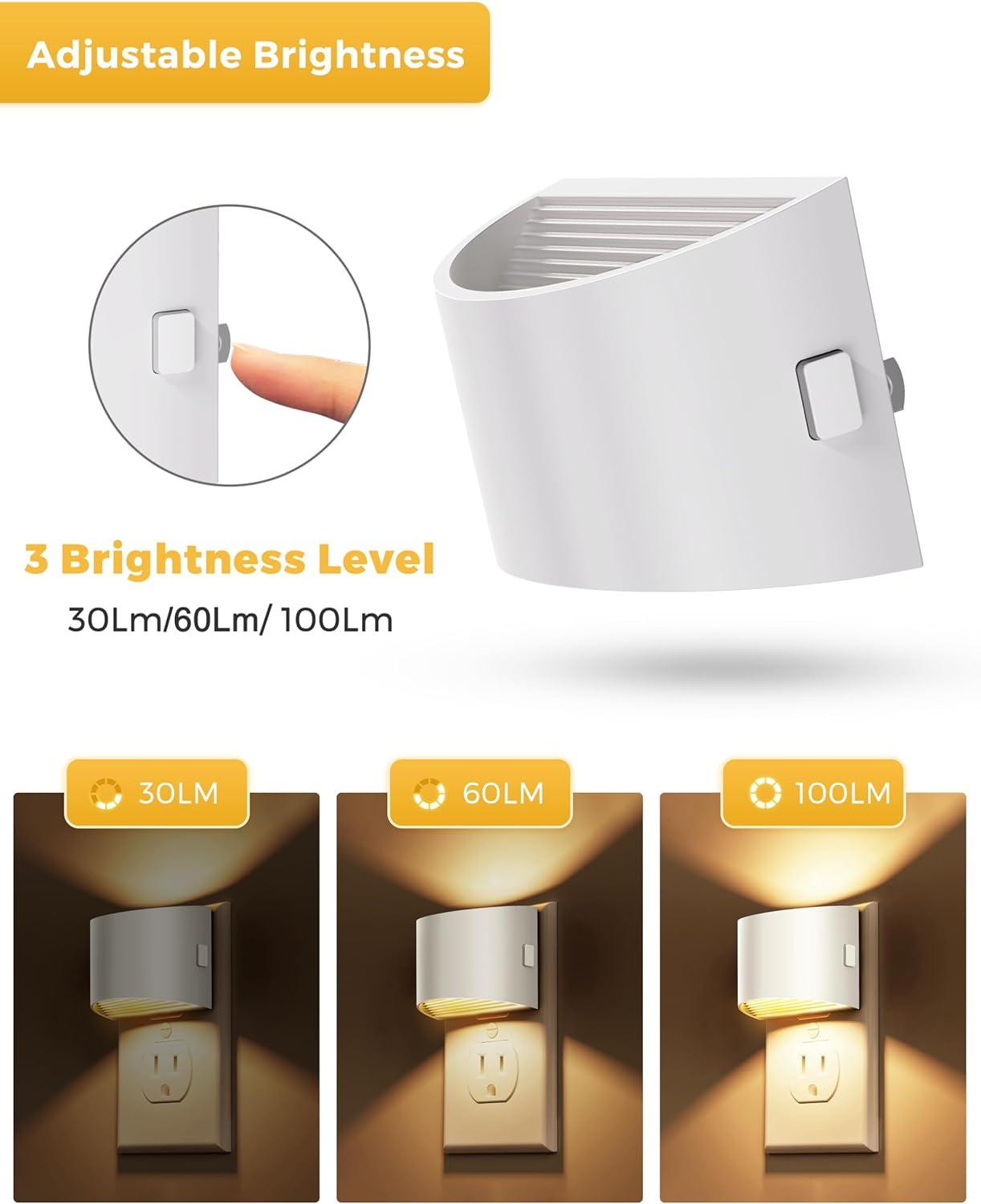 imageL LOHAS LED Night Lights Plug into Wall with 3CCT Adjustable 1600K3000K5000K 1W Nightlight Plug in Wall Built in Dusk to Dawn Sensor 2 PackWhiteSoft White