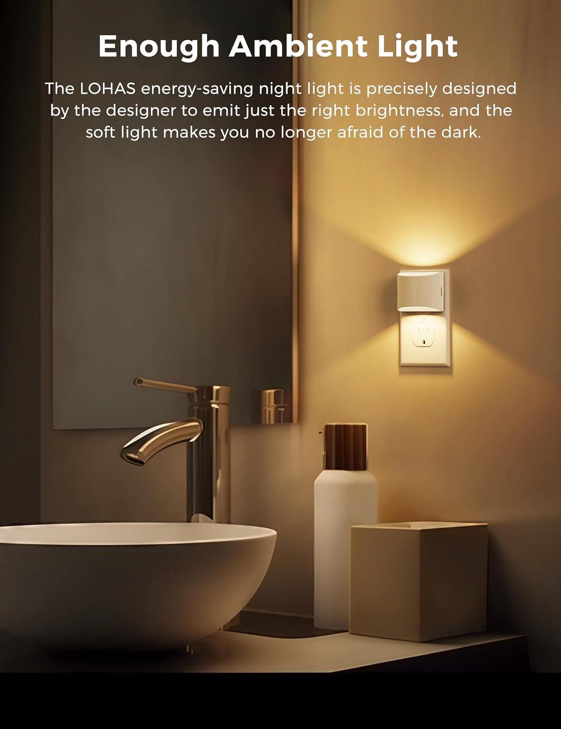 imageL LOHAS LED Night Lights Plug into Wall with 3CCT Adjustable 1600K3000K5000K 1W Nightlight Plug in Wall Built in Dusk to Dawn Sensor 2 PackWhiteSoft White