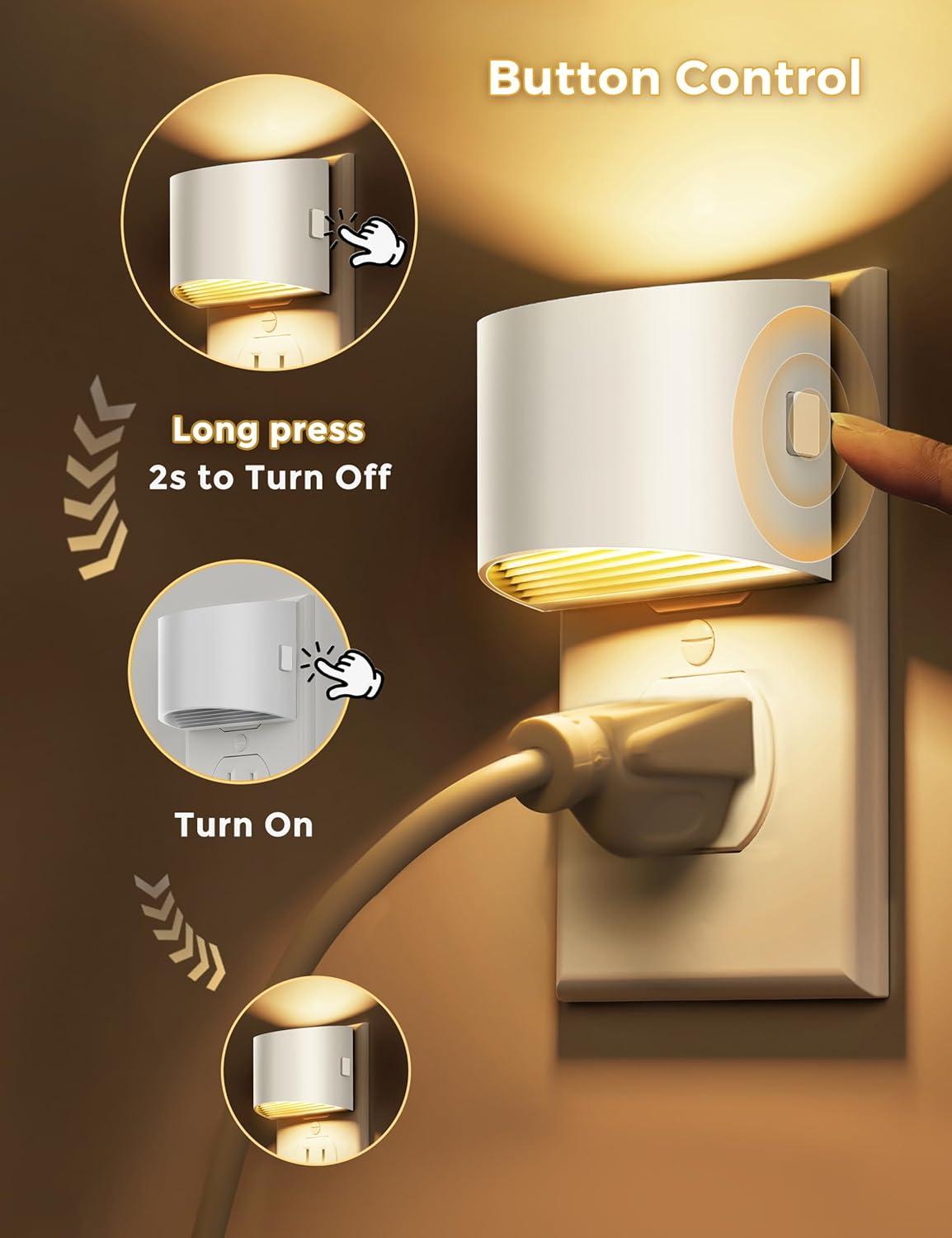 imageL LOHAS LED Night Lights Plug into Wall with 3CCT Adjustable 1600K3000K5000K 1W Nightlight Plug in Wall Built in Dusk to Dawn Sensor 2 PackWhiteSoft White