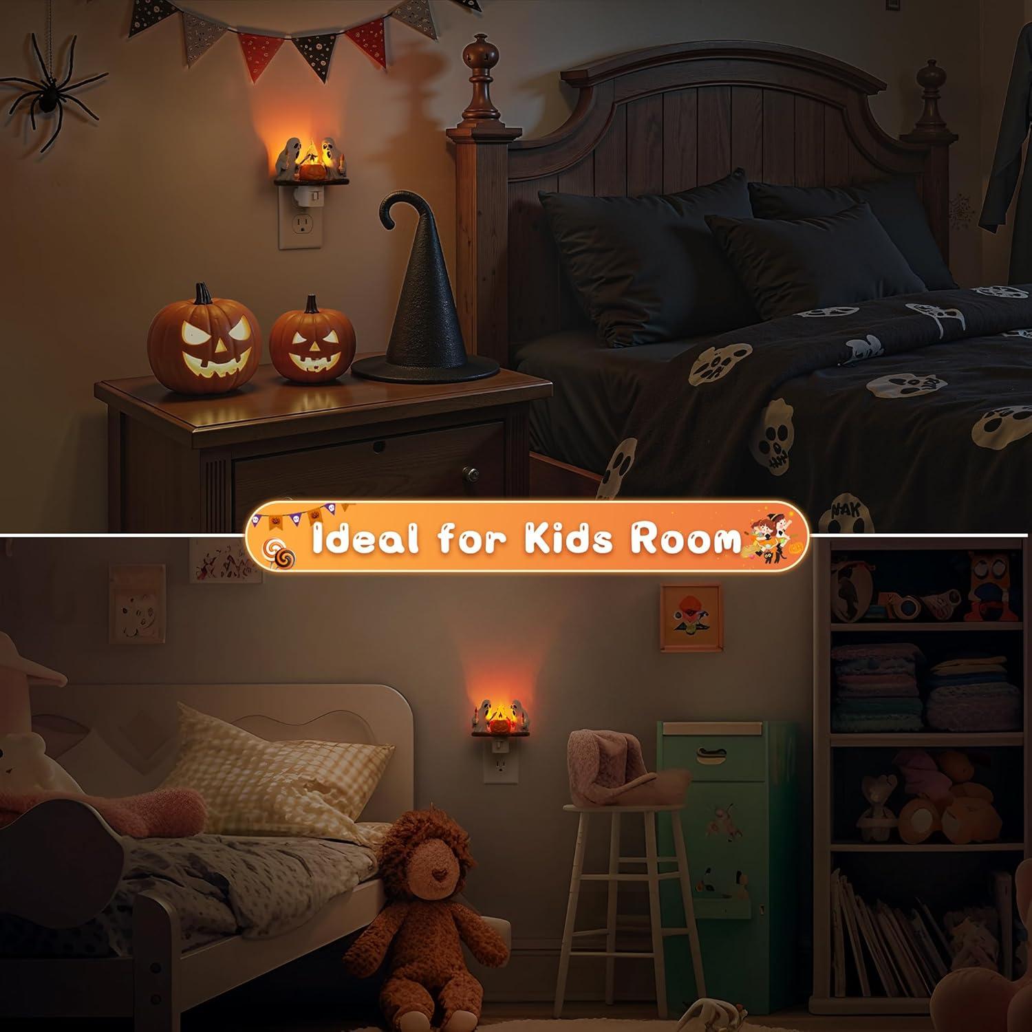 imageL LOHAS LED Pumpkin Night Light Halloween Lights Indoor Plug in Nightlight with ULC7 Bulbs ChangeableHalloween Party Decorations for AdultsKidsGiftCandle ghost