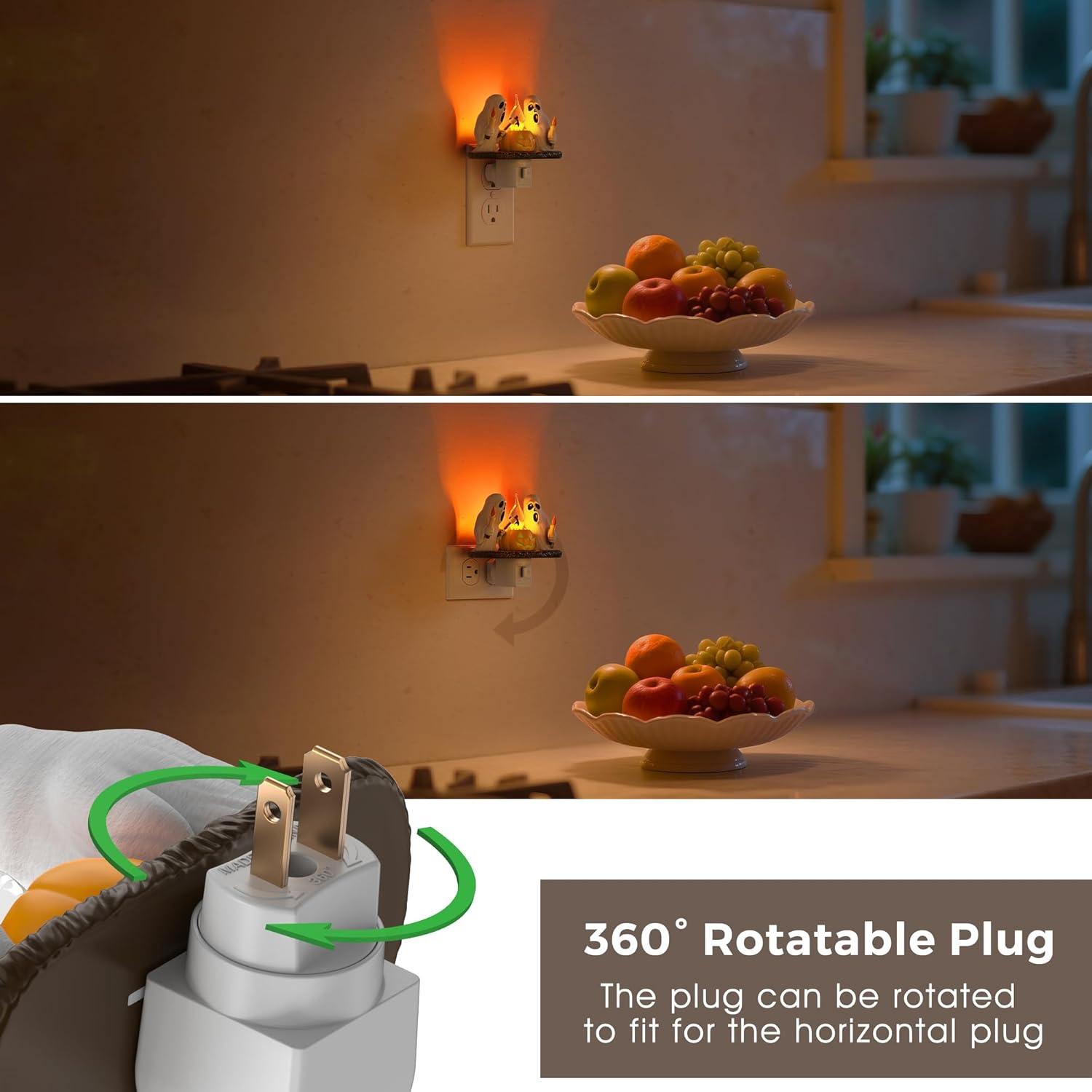 imageL LOHAS LED Pumpkin Night Light Halloween Lights Indoor Plug in Nightlight with ULC7 Bulbs ChangeableHalloween Party Decorations for AdultsKidsGiftCandle ghost