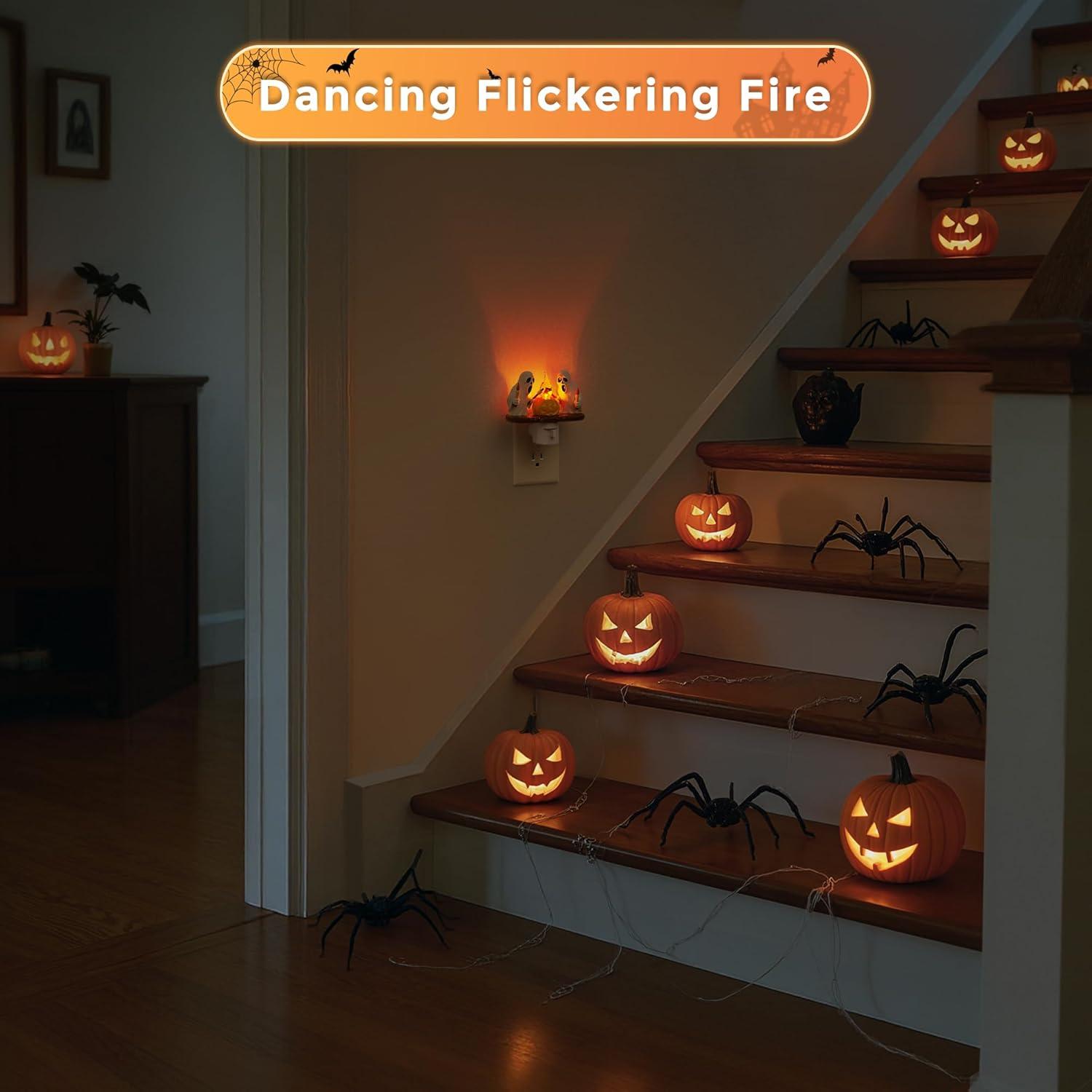 imageL LOHAS LED Pumpkin Night Light Halloween Lights Indoor Plug in Nightlight with ULC7 Bulbs ChangeableHalloween Party Decorations for AdultsKidsGiftCandle ghost