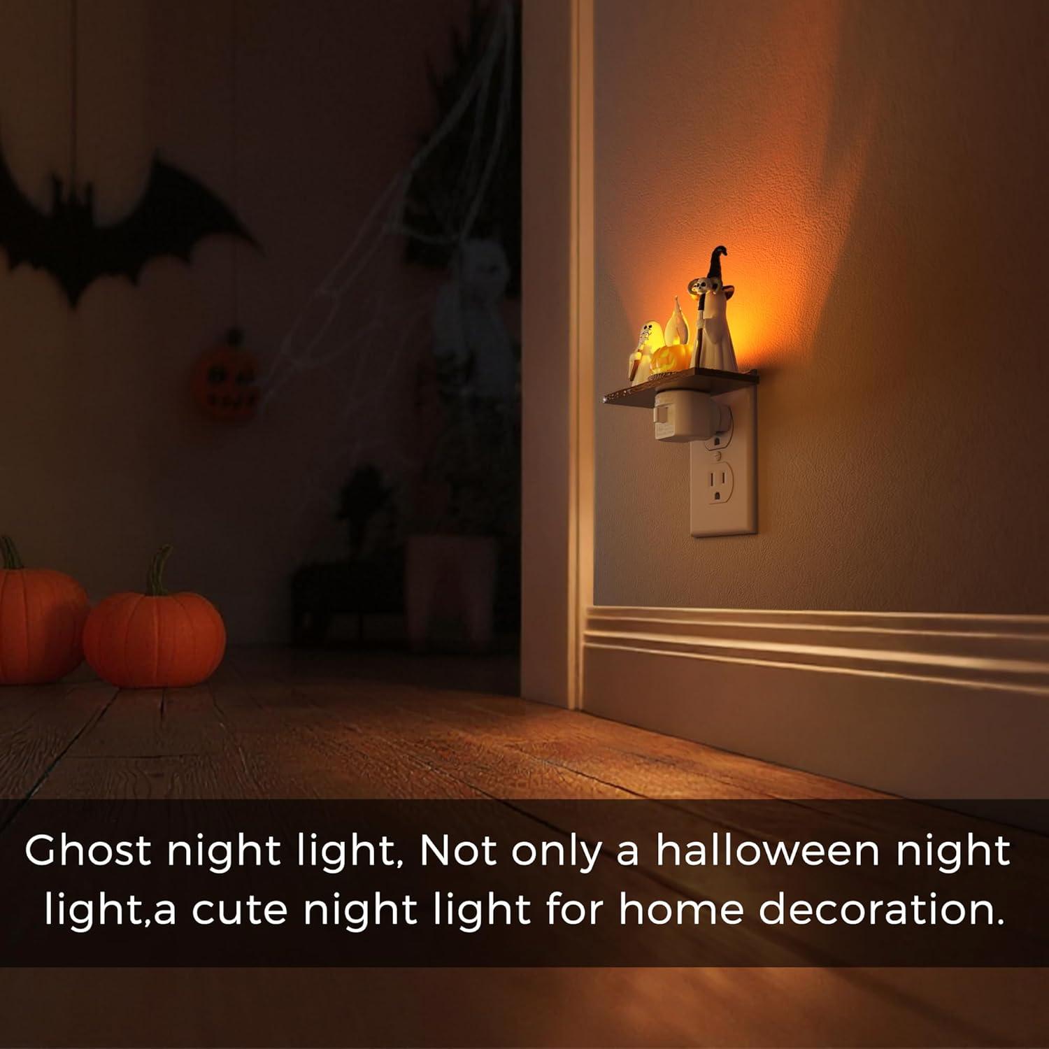 imageL LOHAS LED Pumpkin Night Light Halloween Lights Indoor Plug in Nightlight with ULC7 Bulbs ChangeableHalloween Party Decorations for AdultsKidsGiftCrutch ghost