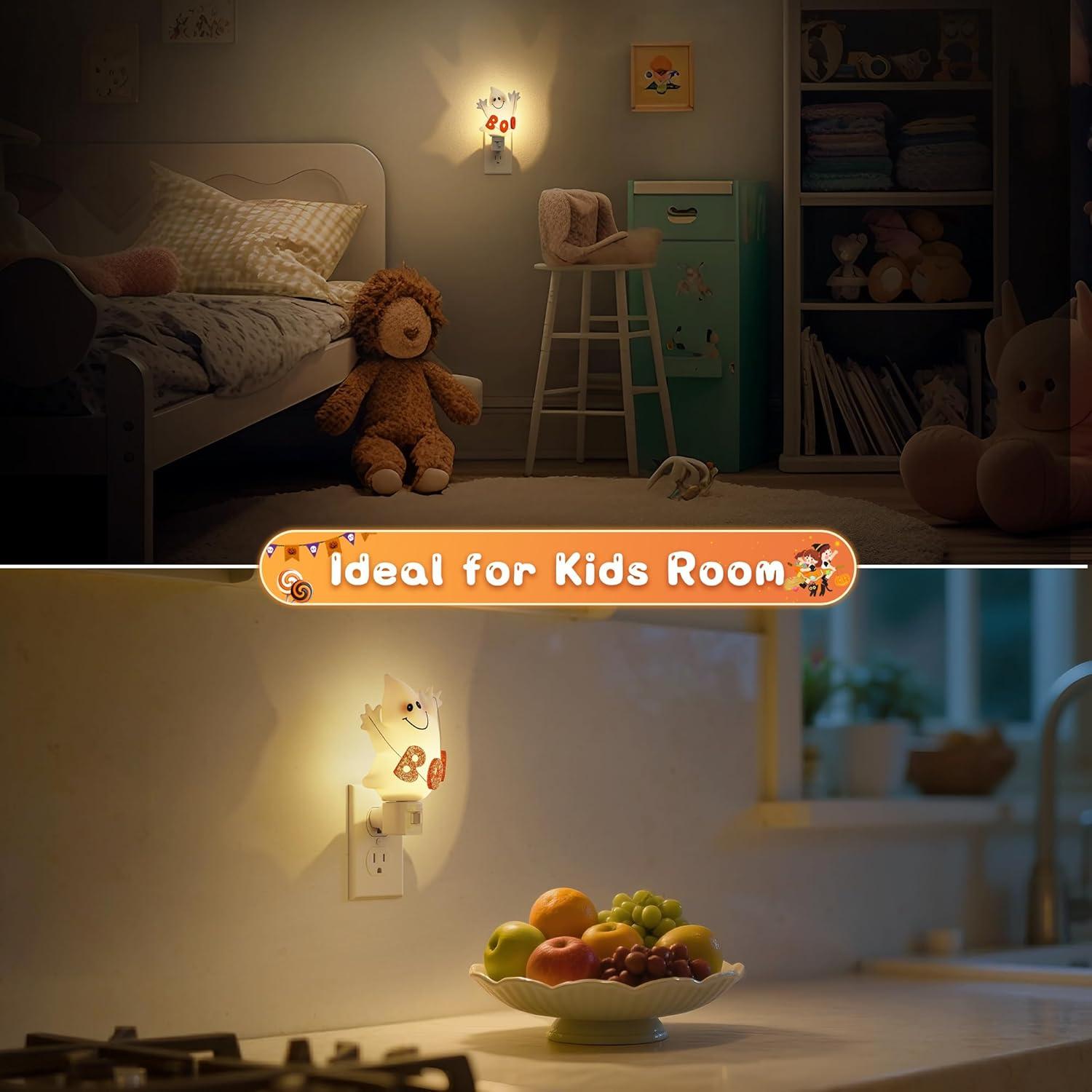 imageL LOHAS LED Pumpkin Night Light Halloween Lights Indoor Plug in Nightlight with ULC7 Bulbs ChangeableHalloween Party Decorations for AdultsKidsGiftCute ghosts