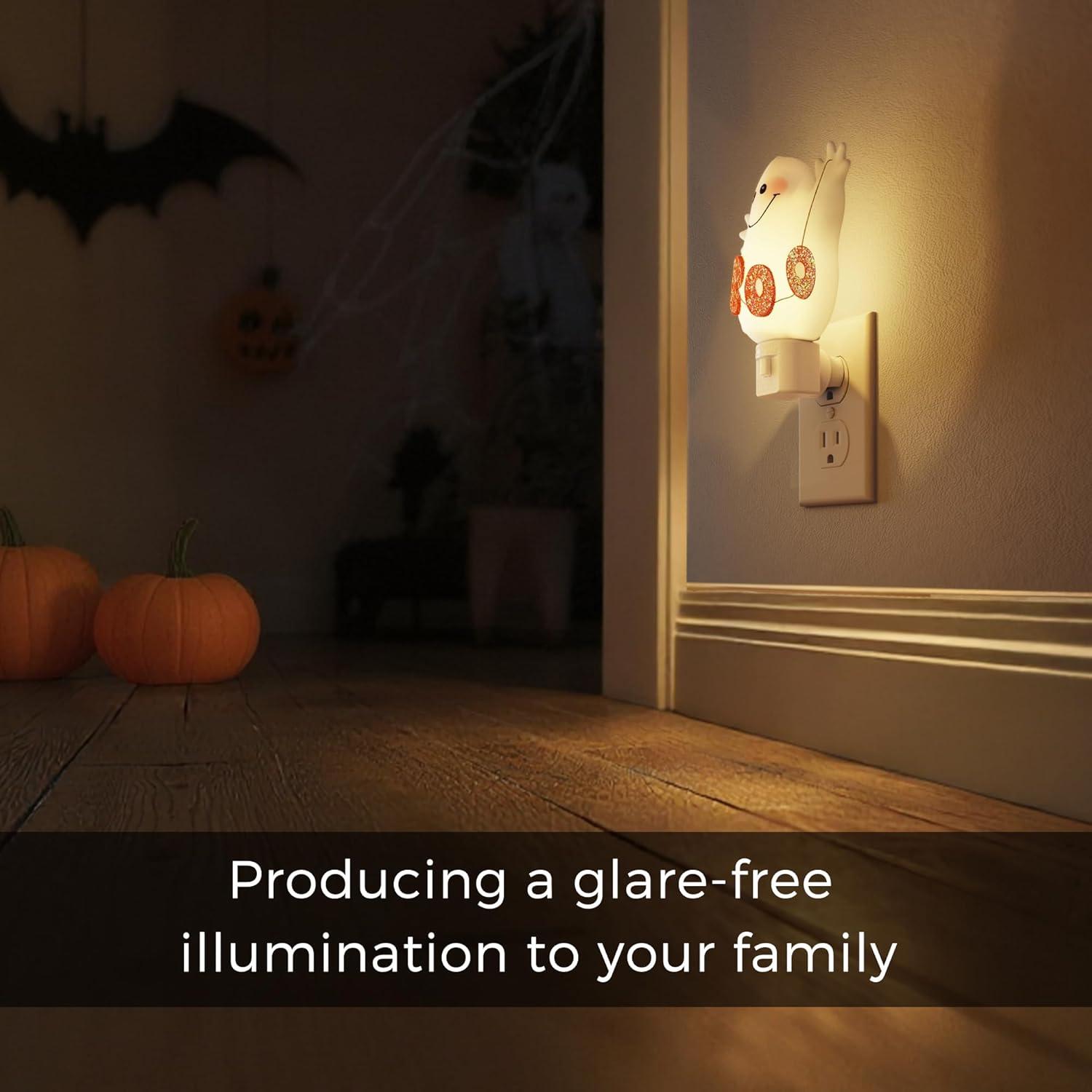 imageL LOHAS LED Pumpkin Night Light Halloween Lights Indoor Plug in Nightlight with ULC7 Bulbs ChangeableHalloween Party Decorations for AdultsKidsGiftCute ghosts