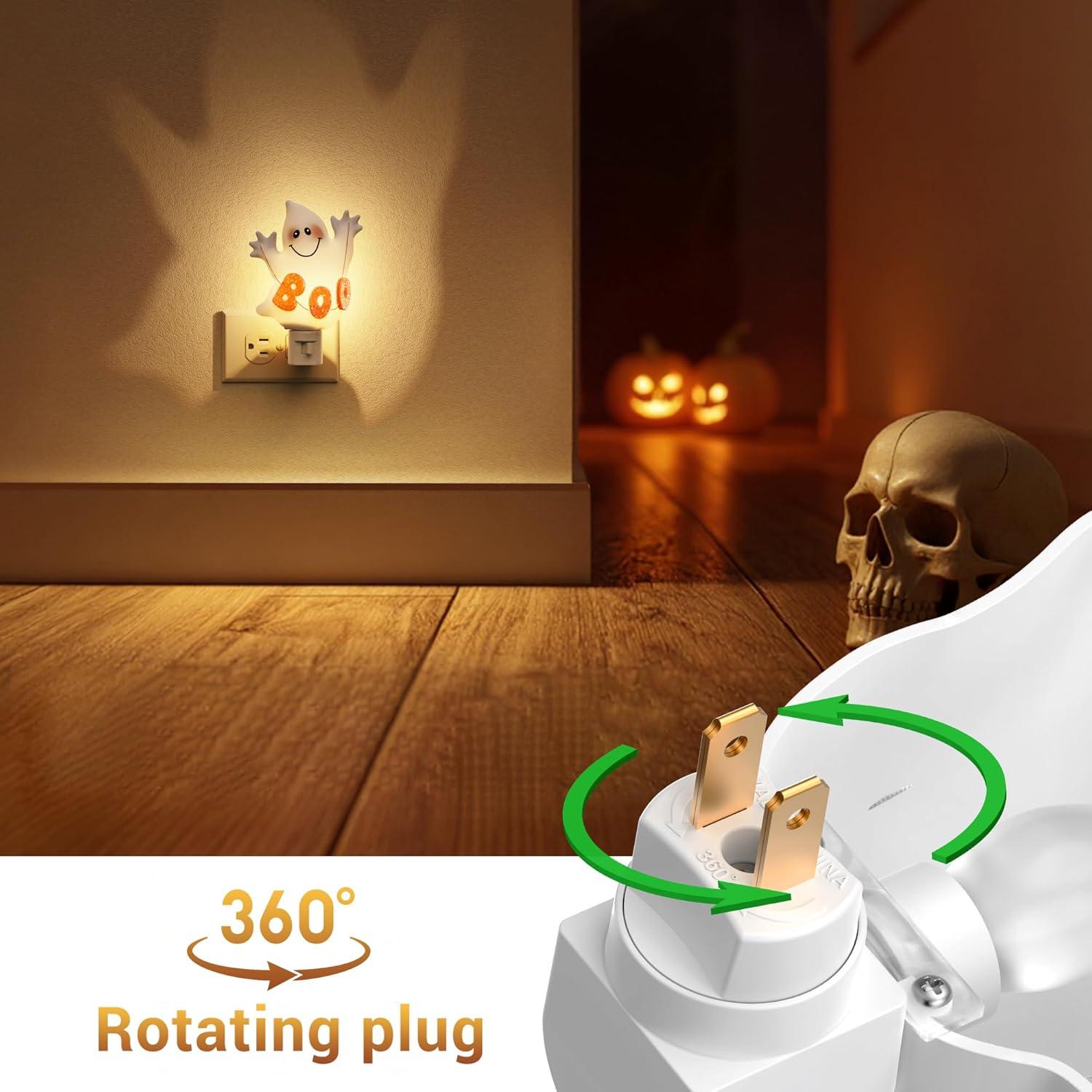 imageL LOHAS LED Pumpkin Night Light Halloween Lights Indoor Plug in Nightlight with ULC7 Bulbs ChangeableHalloween Party Decorations for AdultsKidsGiftCute ghosts