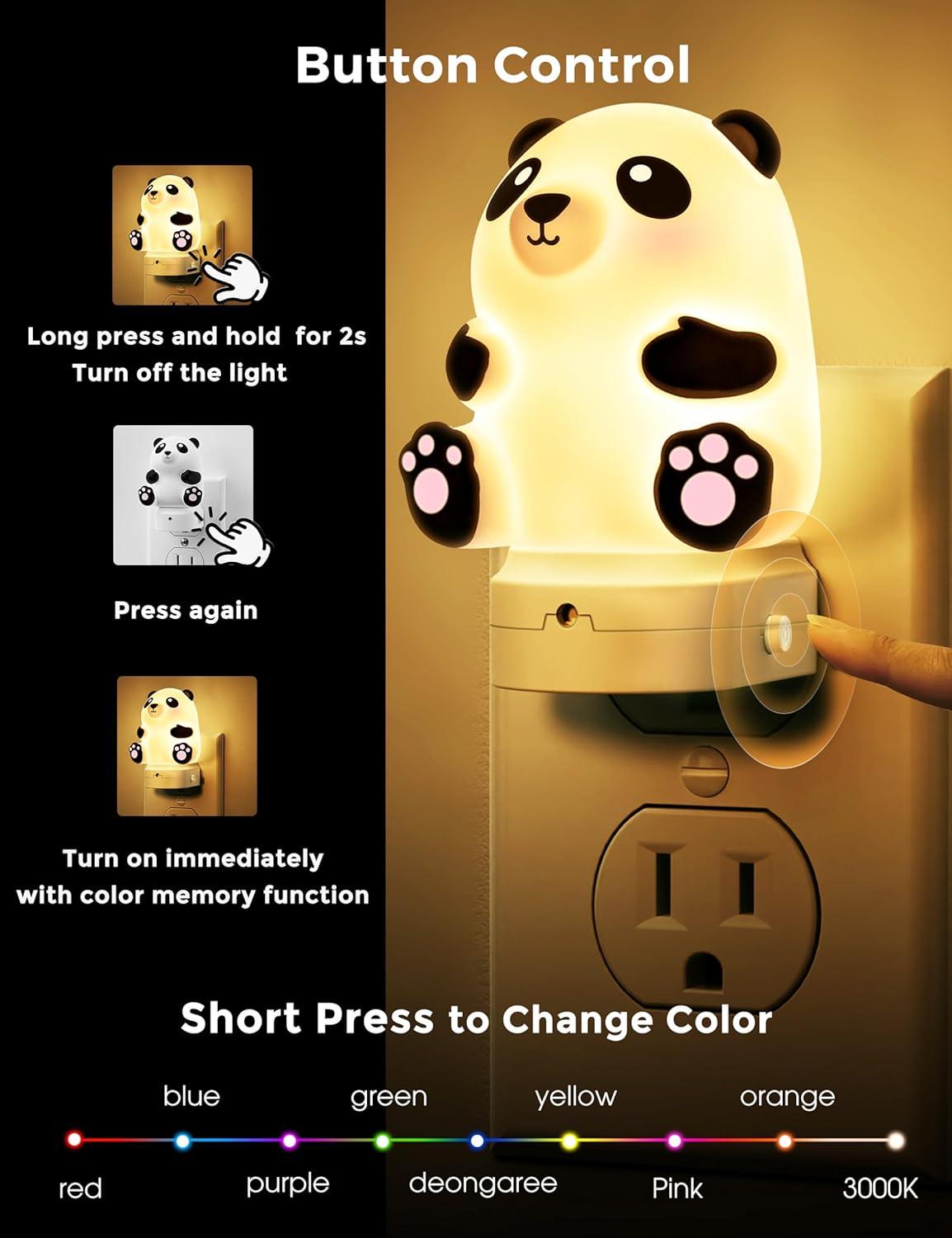 imageL LOHAS LED Pumpkin Night Light Halloween Lights Indoor Plug in Nightlight with ULC7 Bulbs ChangeableHalloween Party Decorations for AdultsKidsGiftPanda