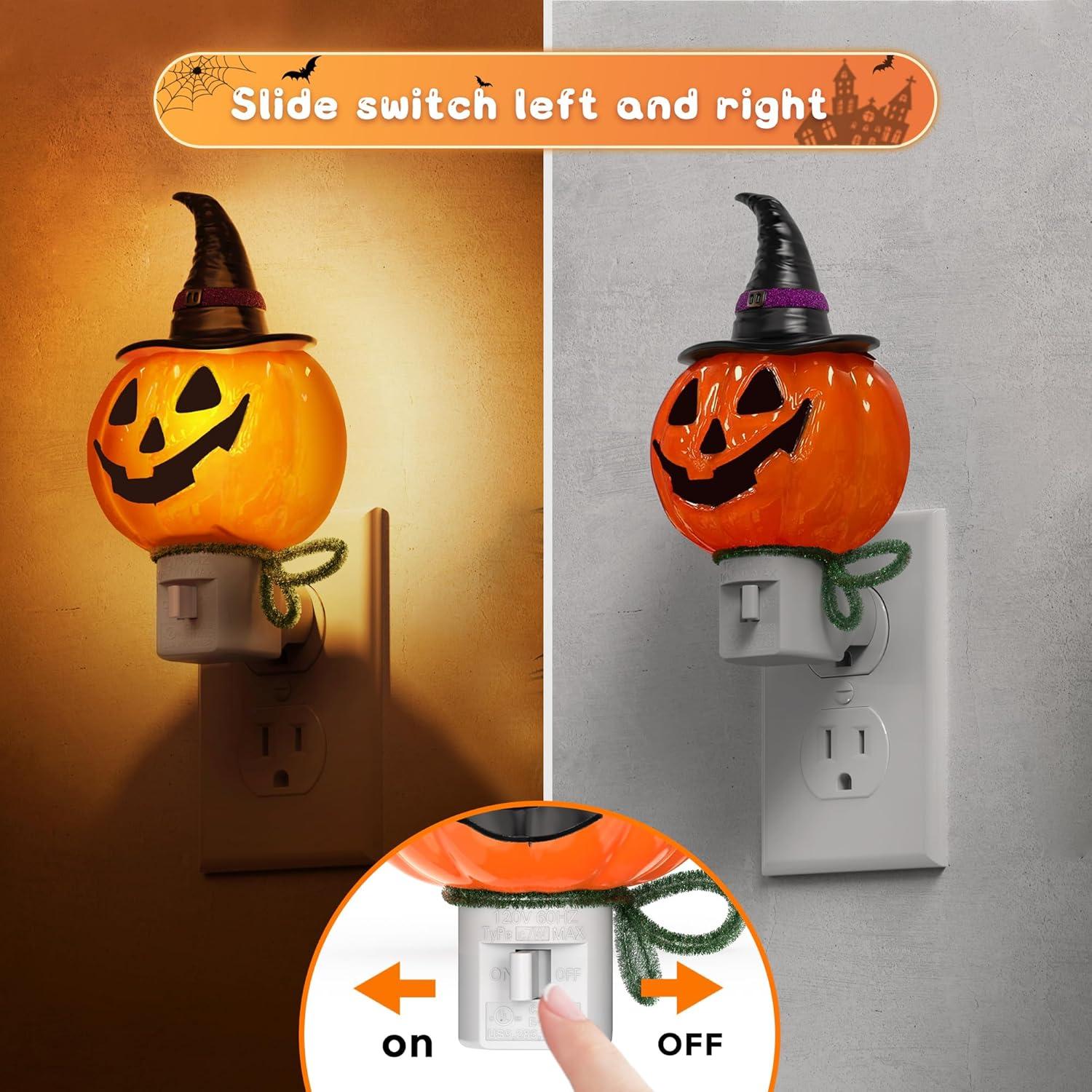 imageL LOHAS LED Pumpkin Night Light Halloween Lights Indoor Plug in Nightlight with ULC7 Bulbs ChangeableHalloween Party Decorations for AdultsKidsGiftPumpkin