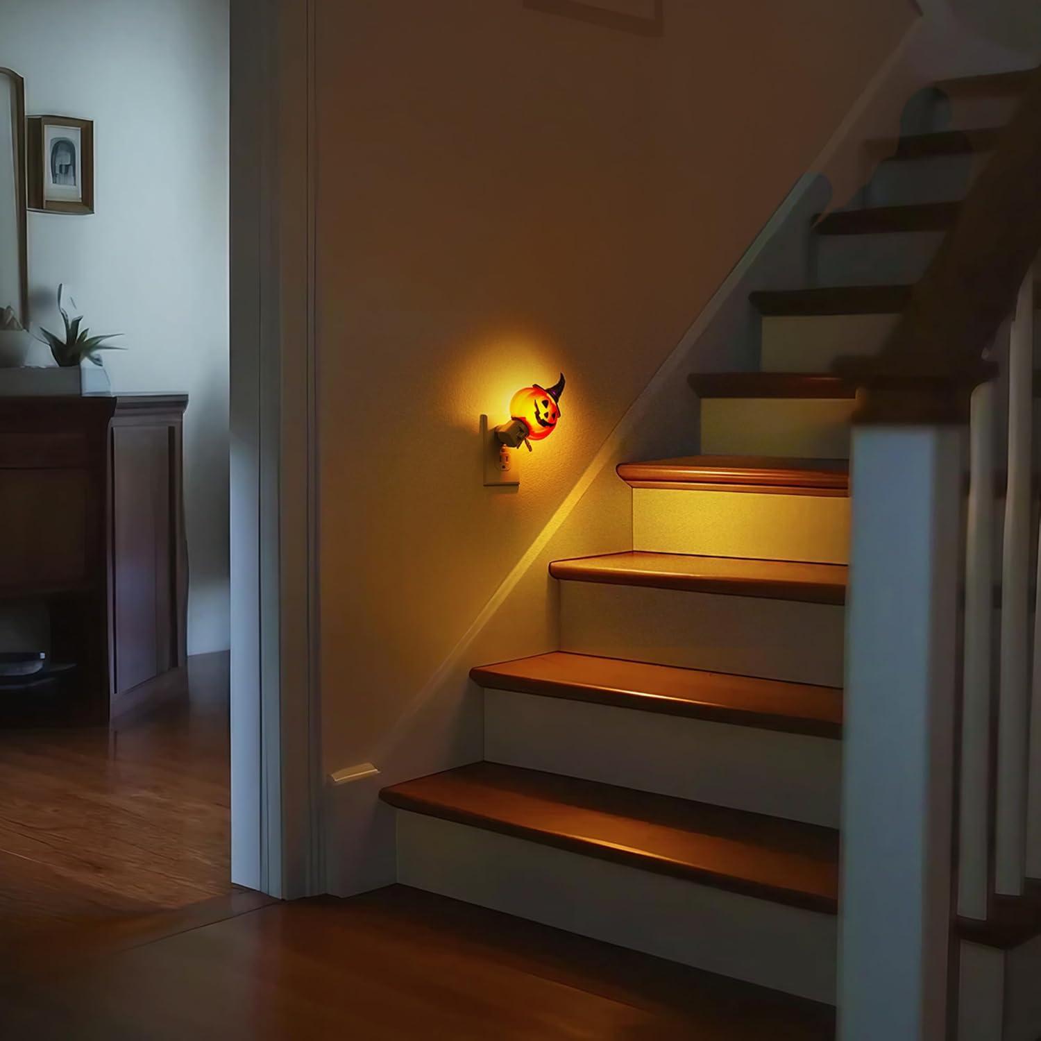 imageL LOHAS LED Pumpkin Night Light Halloween Lights Indoor Plug in Nightlight with ULC7 Bulbs ChangeableHalloween Party Decorations for AdultsKidsGiftPumpkin