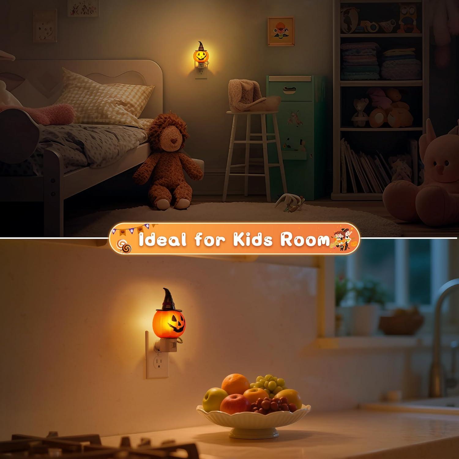 imageL LOHAS LED Pumpkin Night Light Halloween Lights Indoor Plug in Nightlight with ULC7 Bulbs ChangeableHalloween Party Decorations for AdultsKidsGiftPumpkin