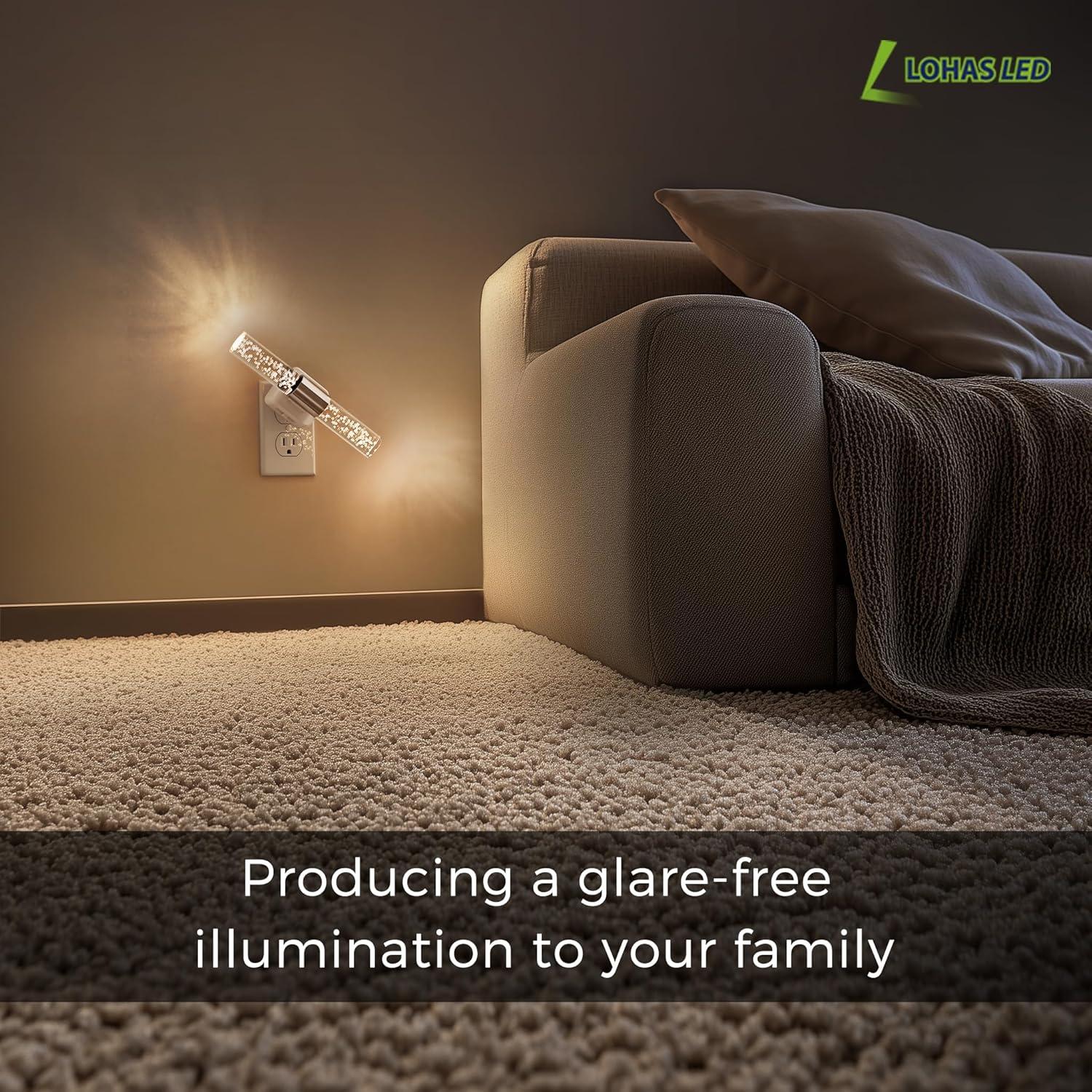 imageL LOHAS LED Rotating Night Light Night Lights Plug into Wall Auto Nightlight Dimmable 100LM Light Sensor 3000K Soft Light LED Acrylic Nightlight Plug in for Bedroom Bathroom Hallway Kitchen2PackWhite Base