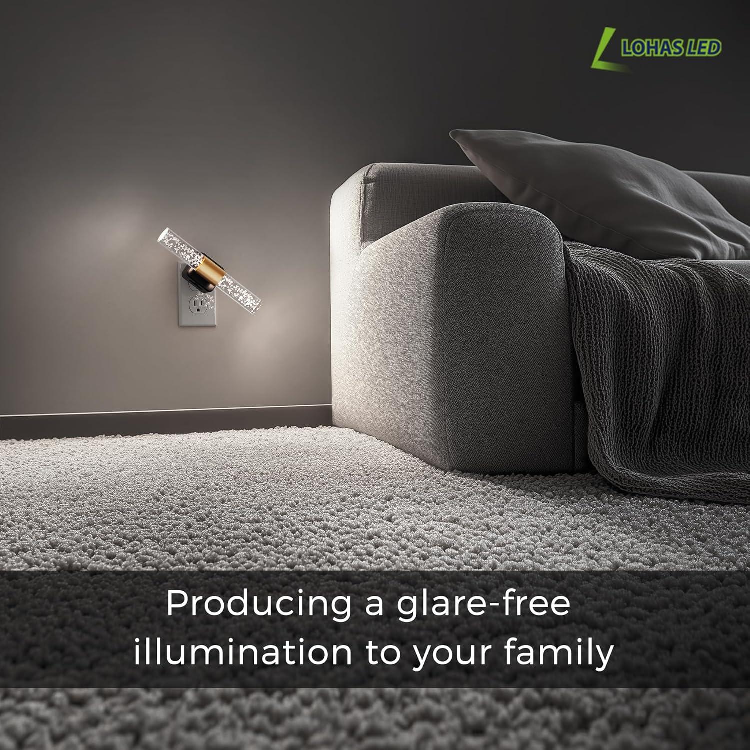imageL LOHAS LED Rotating Night Light Night Lights Plug into Wall Auto Nightlight Dimmable 100LM Light Sensor 3000K Soft Light LED Acrylic Nightlight Plug in for Bedroom Bathroom Hallway Kitchen2PackBlack Base5000K
