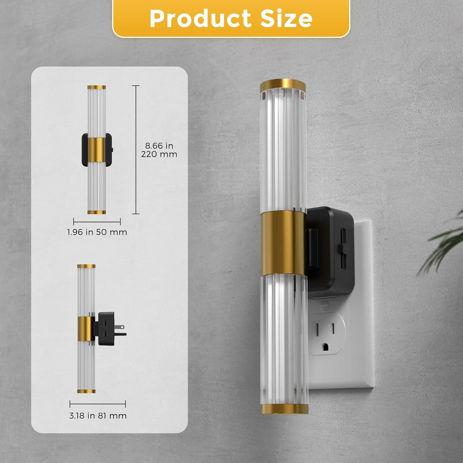 imageL LOHAS LED Rotating Night Light Night Lights Plug into Wall Auto Nightlight Dimmable 100LM Light Sensor 3000K Soft Light LED Acrylic Nightlight Plug in for Bedroom Bathroom Hallway Kitchen2PackBlack BaseStriped3000K