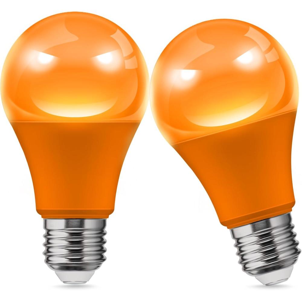 imageL LOHAS LED Light Bulbs Sleep Aid Amber Light Bulb A19 9W60 Watt Equivalent Blue Light Blocking E26 Dimmable Light Bulbs 3 Color Temperature 1800K3000K5000K 2 PackOrange