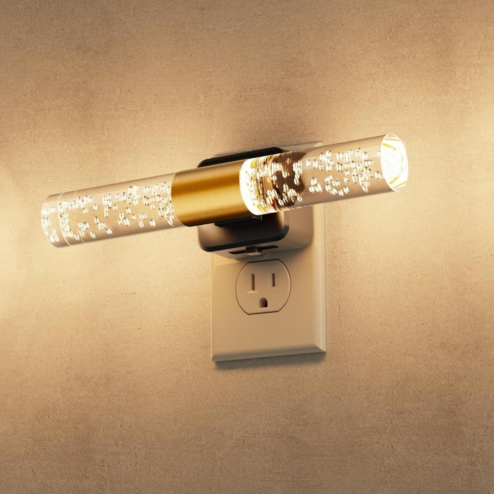 imageL LOHAS LED Night Lights Plug into Wall RGB Color Changing Night Light for kids Acrylic Rotating Nightlight Dimmable with Light Sensor for Bedroom Bathroom Hallway Children Christmas Party 2 PackBlack Base